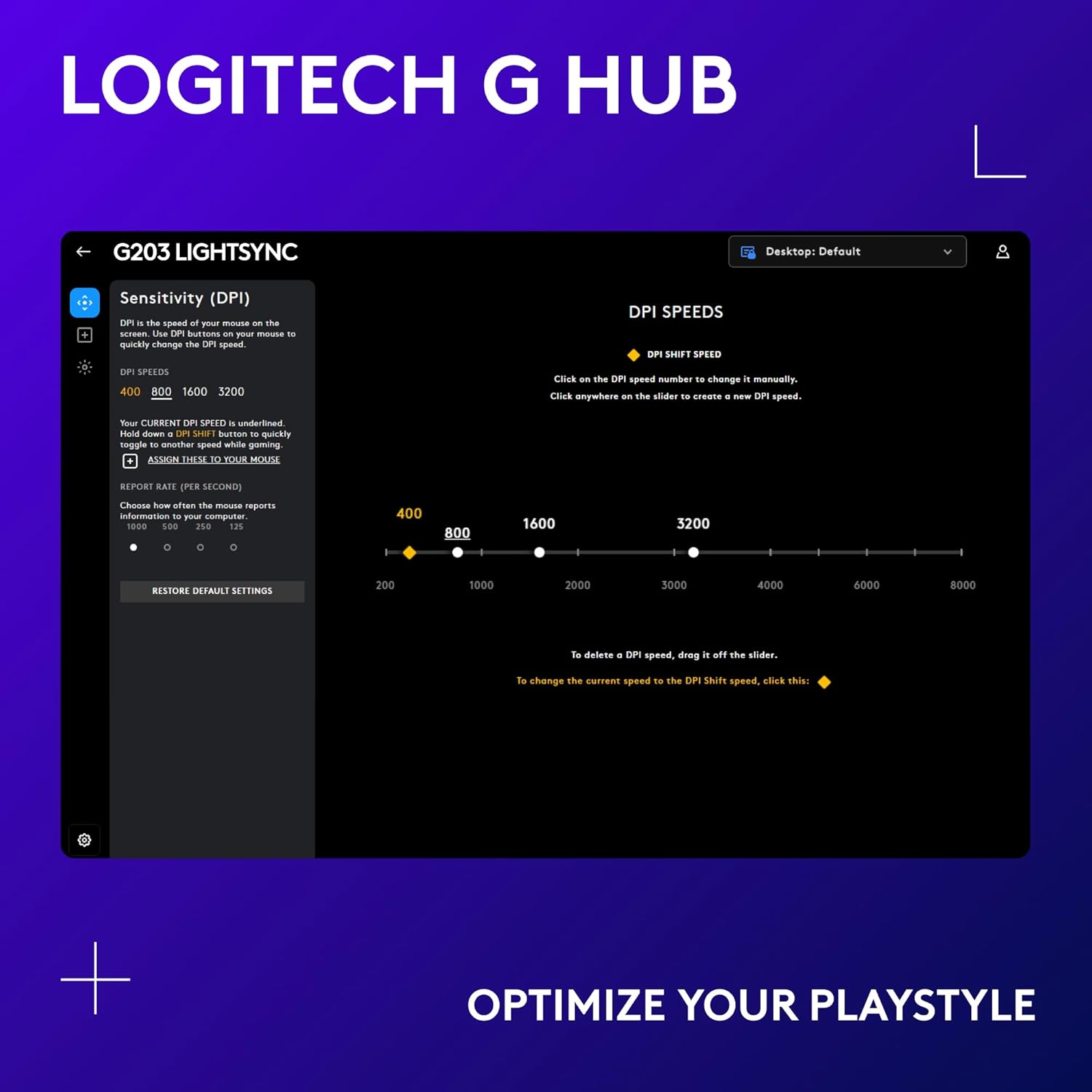 Logitech G203 Wired Gaming Mouse, 8,000 DPI, Rainbow Optical Effect LIGHTSYNC RGB, 6 Programmable Buttons, On-Board Memory, Screen Mapping, PC/Mac Computer and Laptop Compatible - Black - Image 7