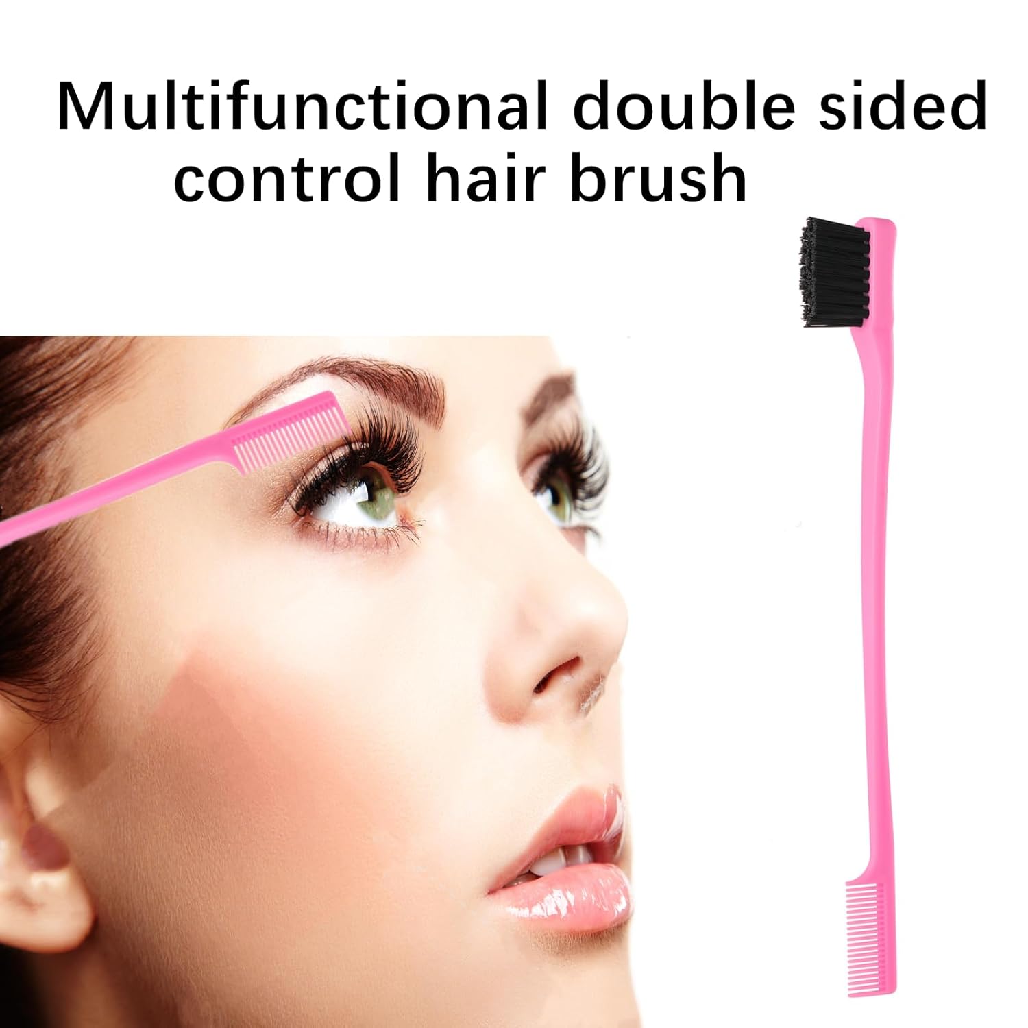 8Pcs Hair Brushes Set with 4Pcs Topsy Hair Tail Tools 1Pcs Bristle Teasing Hair Brush 1Pcs Edge Control Brush 2Pcs Metal Pin Rat Tail Combs for Woman Girl hair Styling,Edge&Back Brushing,Pink - Image 5