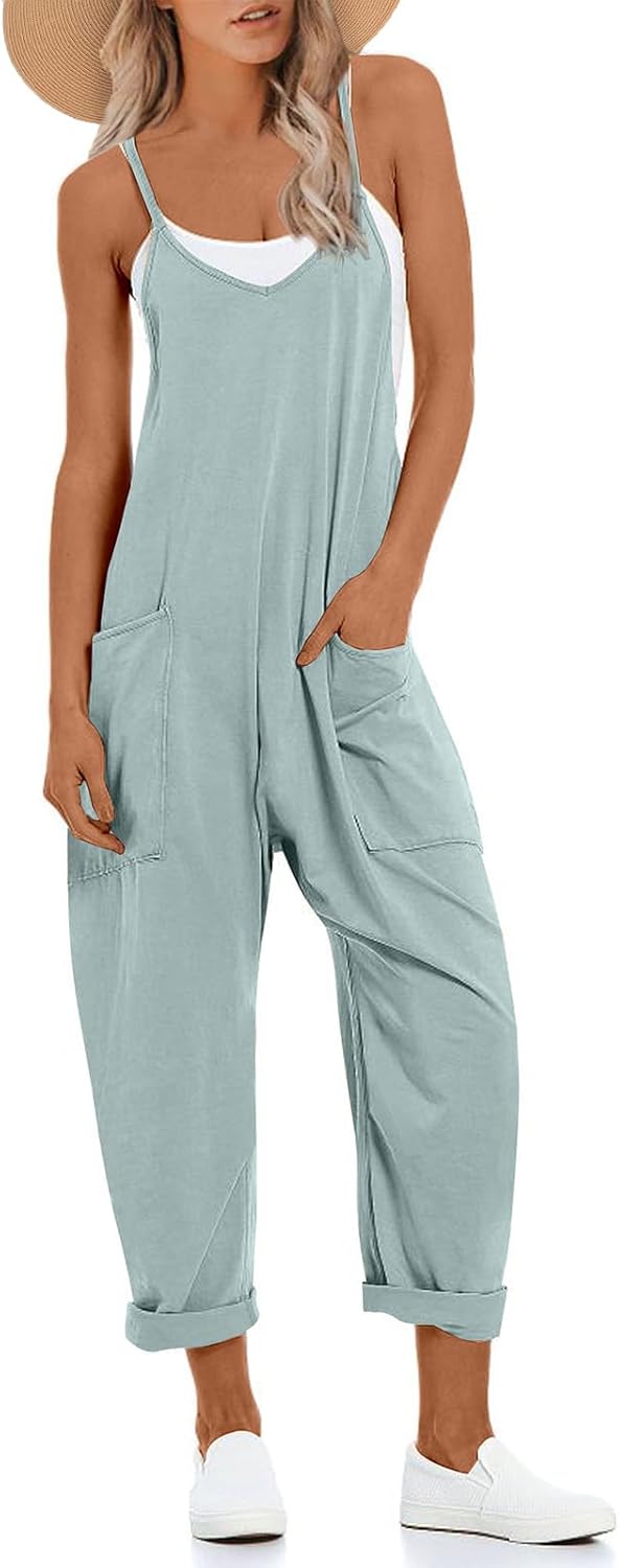 UNIANKIYA One Piece Jumpsuits for Women Casual Overalls Summer Rompers Trendy Jumpers Beach Vacation Outfits Travel Clothes