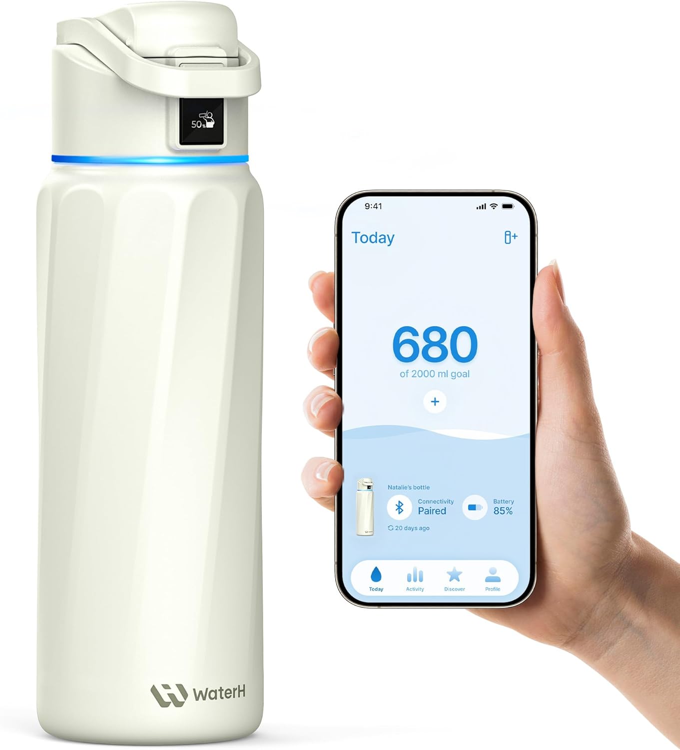 BOOST Smart Water Bottle with Reminder & Tracker, Double Wall Vacuum Insulated Bottles Stainless Steel, 32oz BPA-Free Wide Mouth for School, Gym, Office, Ideal for Mother's Day