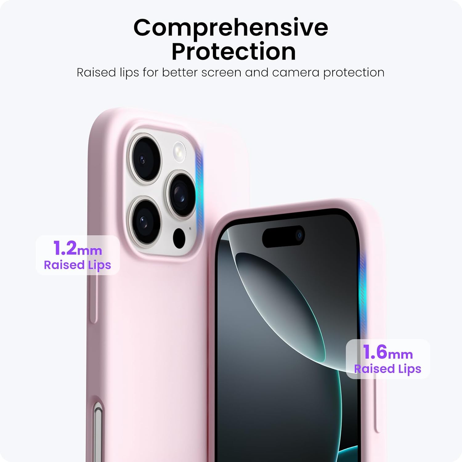 ORNARTO Compatible with iPhone 16 Pro Max Case 6.9", Slim Liquid Silicone 3 Layers Soft Gel Rubber Shockproof Protective Cover with Anti-Scratch Microfiber Lining-Chalk Pink - Image 4