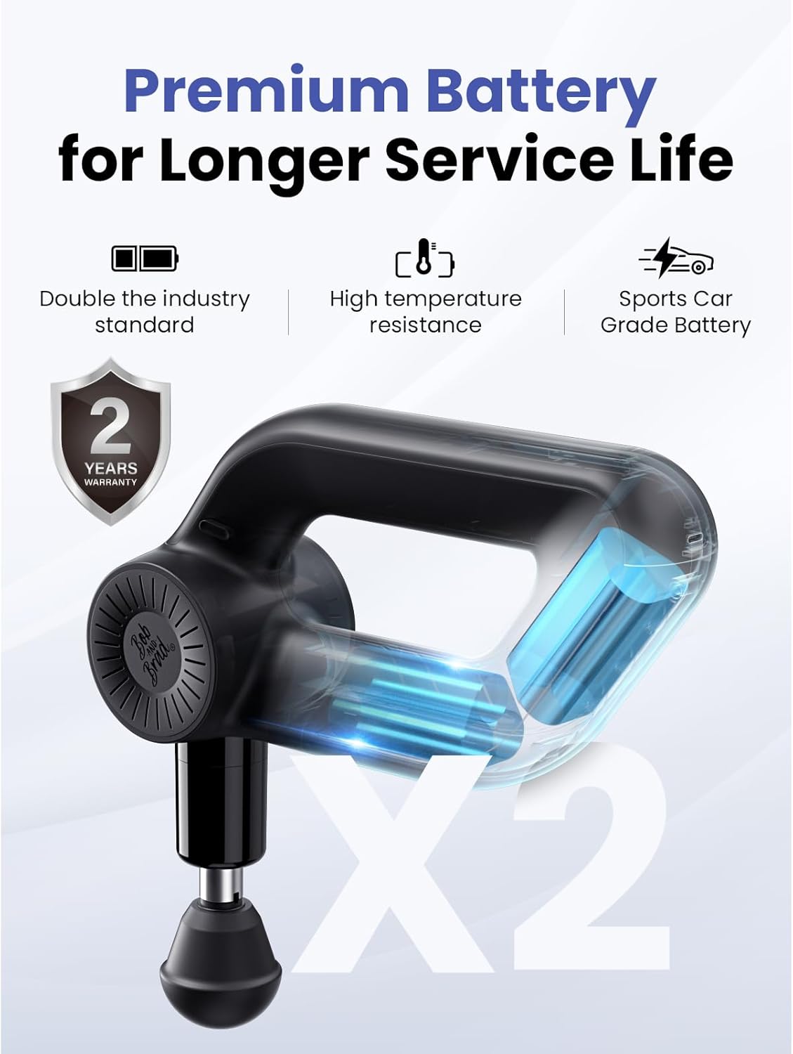 BOB AND BRAD D6 Pro Plus Massage Gun with Heat, Deep Tissue Percussion with 16mm Amplitude, Professional Muscle Massager Gun for Athletes, Quiet Electric Handheld Massager - Image 6