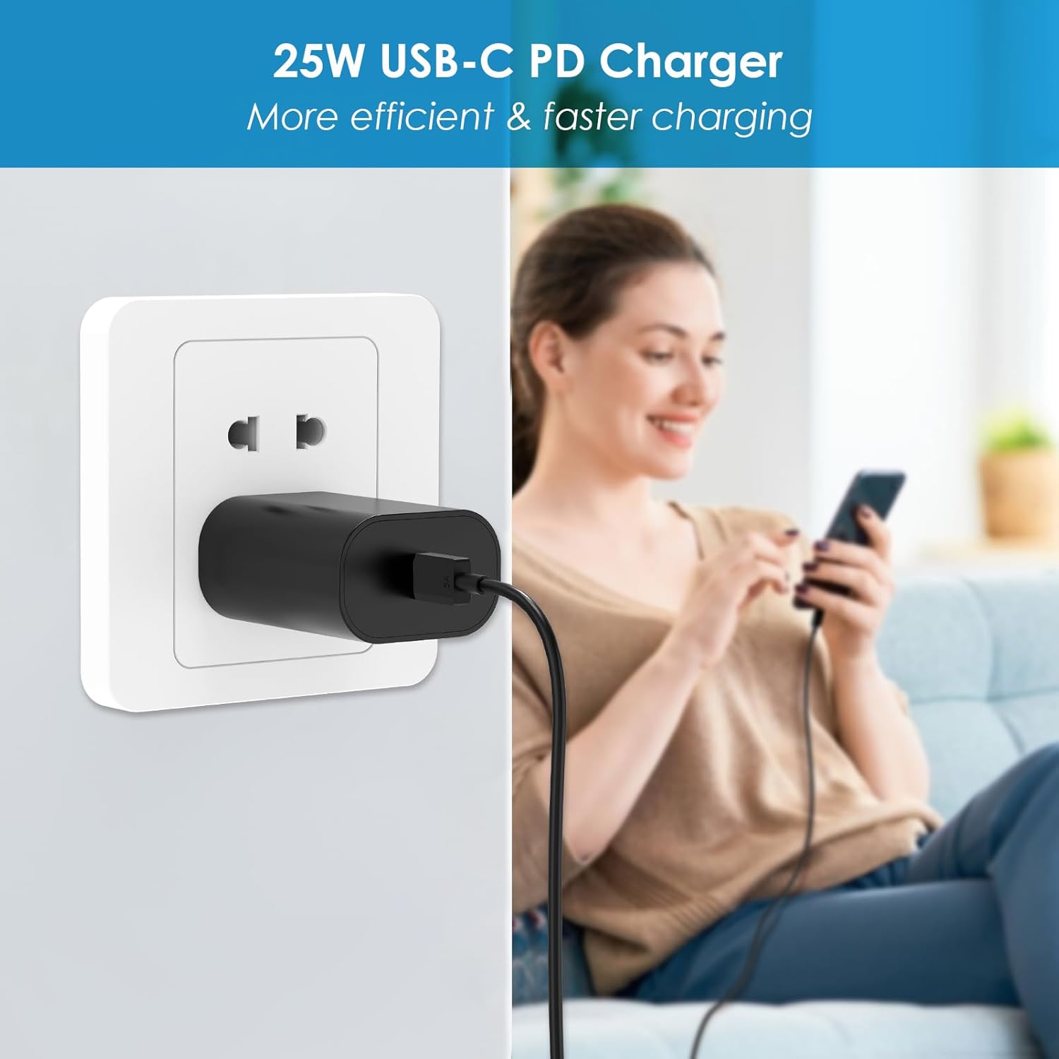 25W Super Fast Charger,Type C Wall Charger with 6.7ft Long Cord Compatible with Samsung Galaxy S23 Ultra/S23/S23+/S22/S22 Ultra/S22+/S21 Ultra/S20 Ultra/Note 20/Fold 3/Flip 3/Note 10/S10/S9/S8 - Image 7