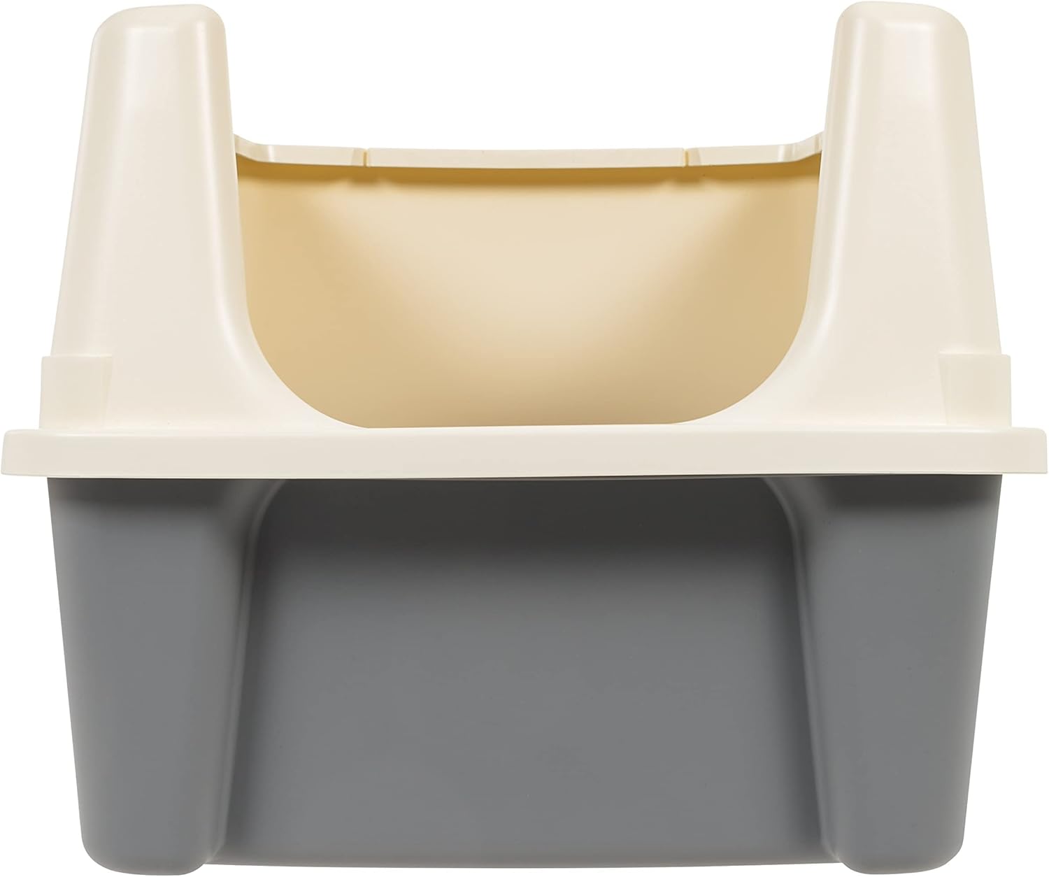 Amazon Basics Large Cat Litter Box with High Sides, Open Top for Easy Access, Includes Scoop with Storage, 19" x 15" x 11.75", Grey/Beige - Image 4