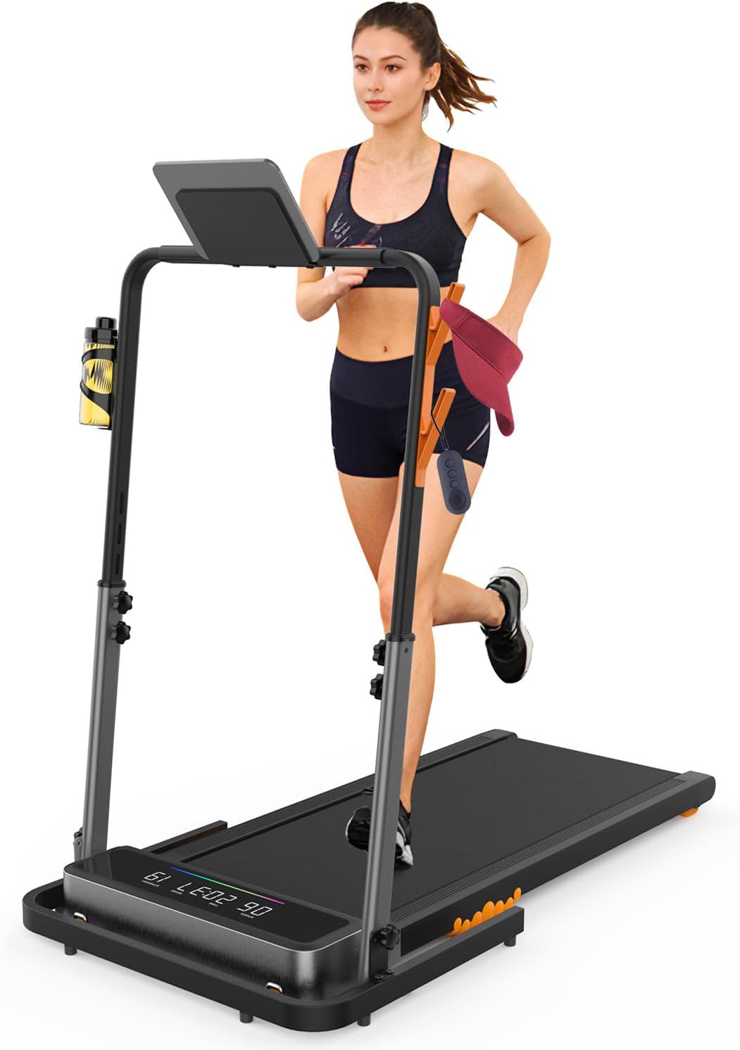 Walking Pad Handle Bar Only, Adjustable Treadmill Handrail with Phone Holder & Cup Holder for Home Office | Compatible with Most Walking Pads 22.4" Wide | Sturdy, Foldable, Quick Install (Black) - Image 6