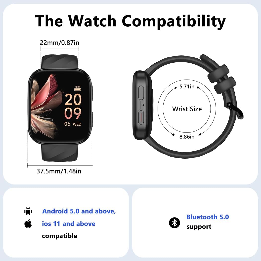 FITVII Health & Fitness Tracker (Answer/Make Calls), Smart Watch with 24/7 Heart Rate and Blood Pressure, Sleep Tracking, Blood Oxygen Monitor, 120+ Sport Modes Activity Tracker for Women Men - Image 8