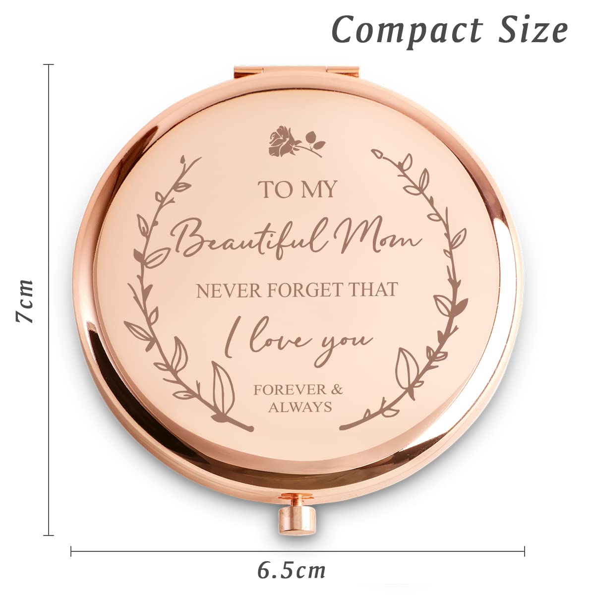 Mom Gifts from Daughter Son, Personalized Gifts for Mom Mother, Custom Engraved Compact Mirror for Christmas Stocking Stuffers Secret Santa Birthday - Image 4