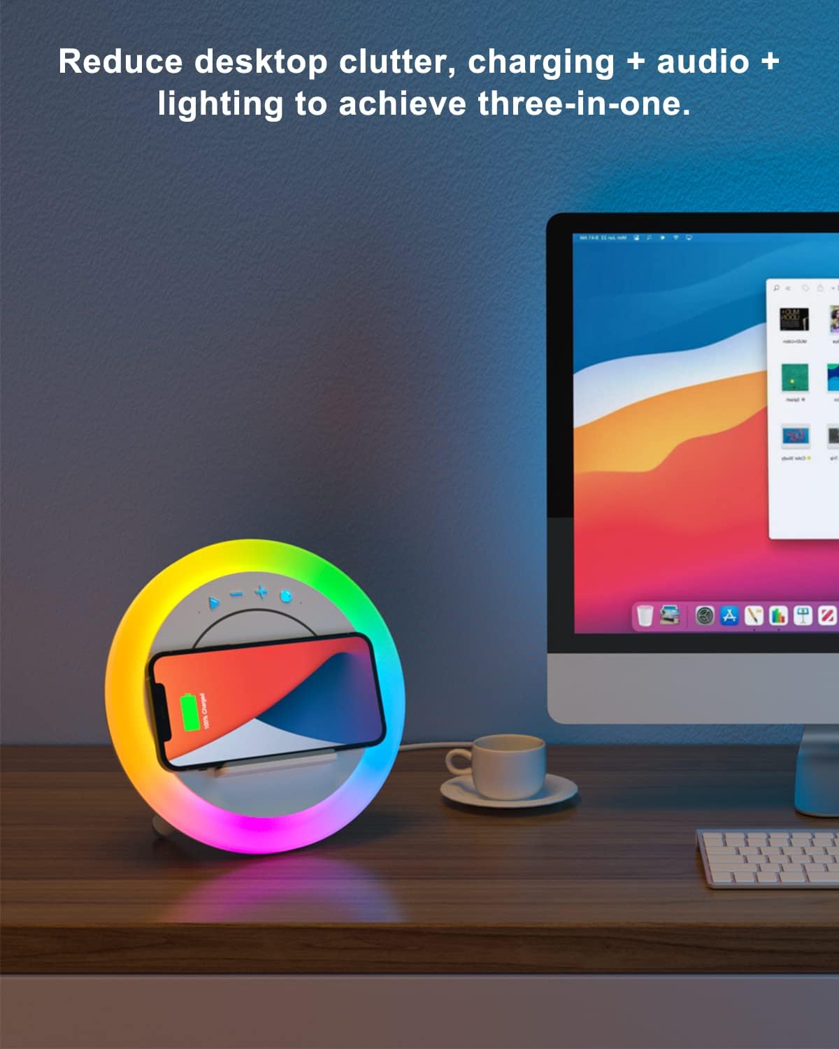 SIDVAR Bluetooth Speaker Night Lightsr,Wireless Charging Modern Speaker,Best Teenage Birthday Gift Ideas Tween Girls Gifts - Image 6