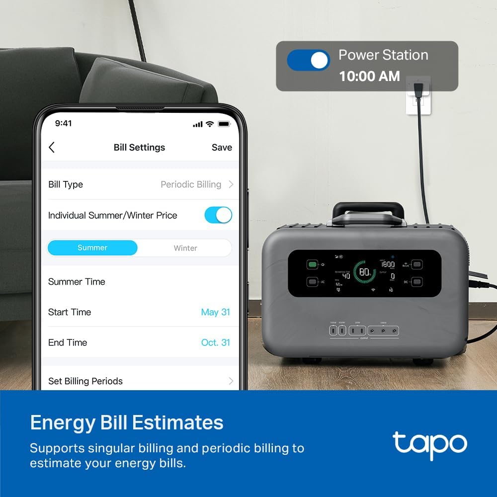 TP-Link ๐ง๐ฎ๐ฝ๐ผ Smart Plug Wi-Fi Mini, Energy Monitoring, Compatible with Alexa & Google Home & Samsung SmartThings, Timer, 15A/1800W Max, ETL Certified, 2.4G Wi-Fi Only, Tapo P115(2-Pack) - Image 3