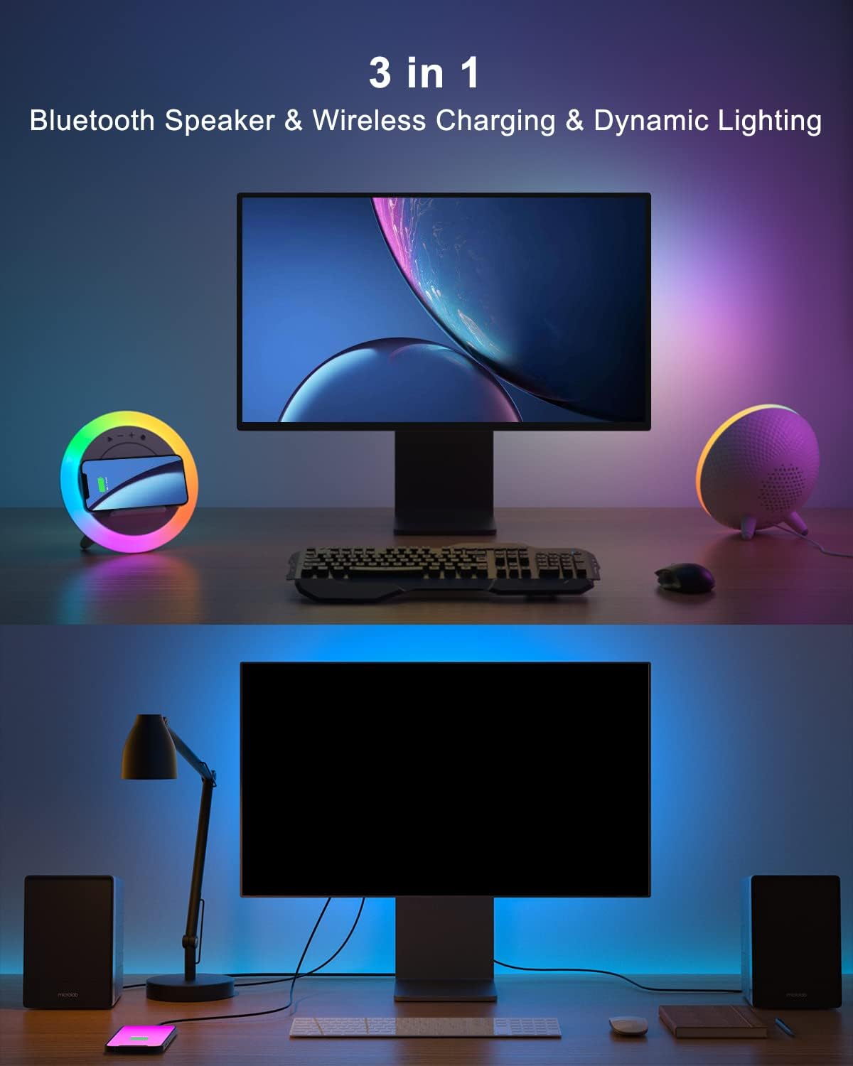Swarmir Bluetooth Speaker with Lights, Wireless Charging Speaker, Best Birthday Gift Ideas Teenage,Applicable for Bedroom/Teen Girl Gifts(5W Wireless Charging) - Image 6