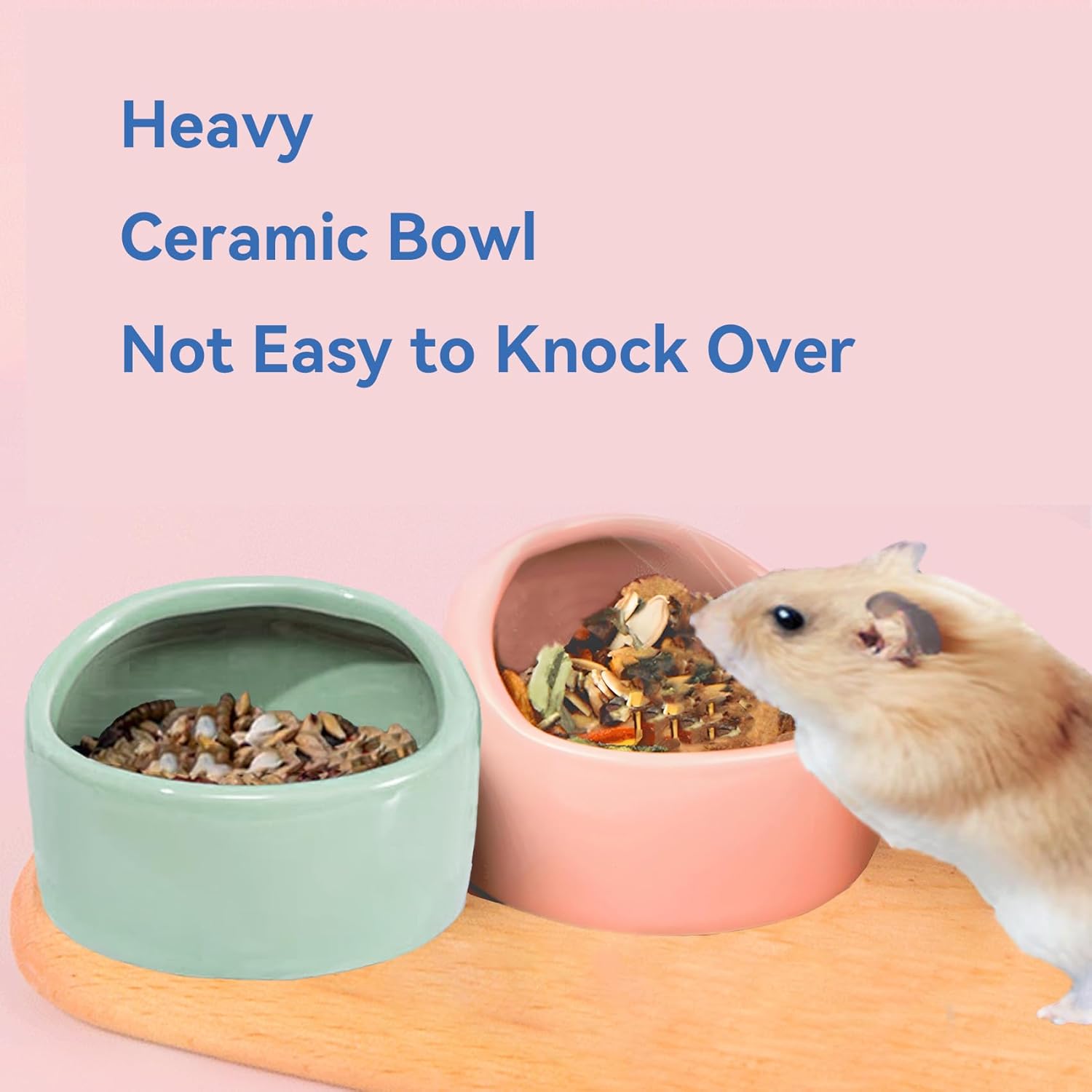 JSLZF Ceramic Hamster Bowl Small Rat Food Bowl Hamster Dish Prevent Knocking Over, Food Splashing and Chewing Feeding Dish for Gerbil Chinchilla Rat (3 PCS) - Image 3