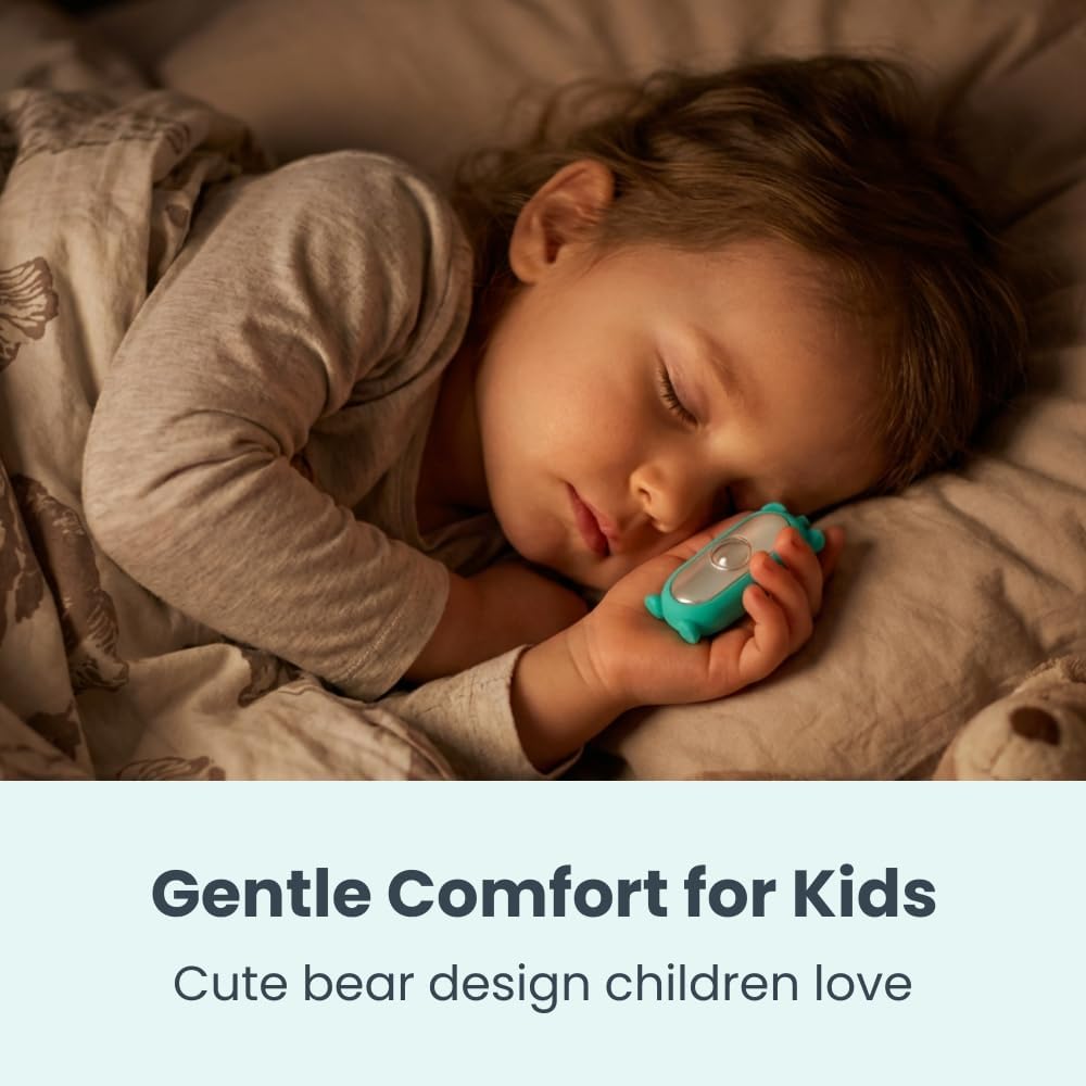 Glowco CalmCarry Mini Bear Kids Sleep Aid Device – Handheld Microcurrent Relaxation Tool, Supports Calm, Focus & Gentle Relief, USB Rechargeable, Portable Wellness Device for Children (Teal) - Image 3