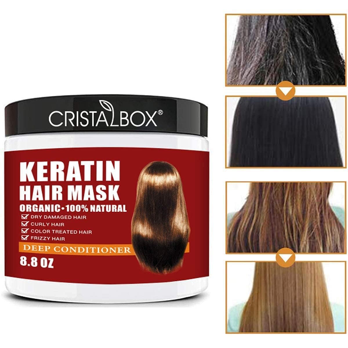 Keratin Hair Mask,Keratin Hair Treatment 250g Hair Mask for Dry Damaged Hair,Deep Conditioning Hair Treatment Mask Repair Treatment Damage Hair Root,Natural Deep Conditioner Hydrating Hair Care Gifts - Image 3
