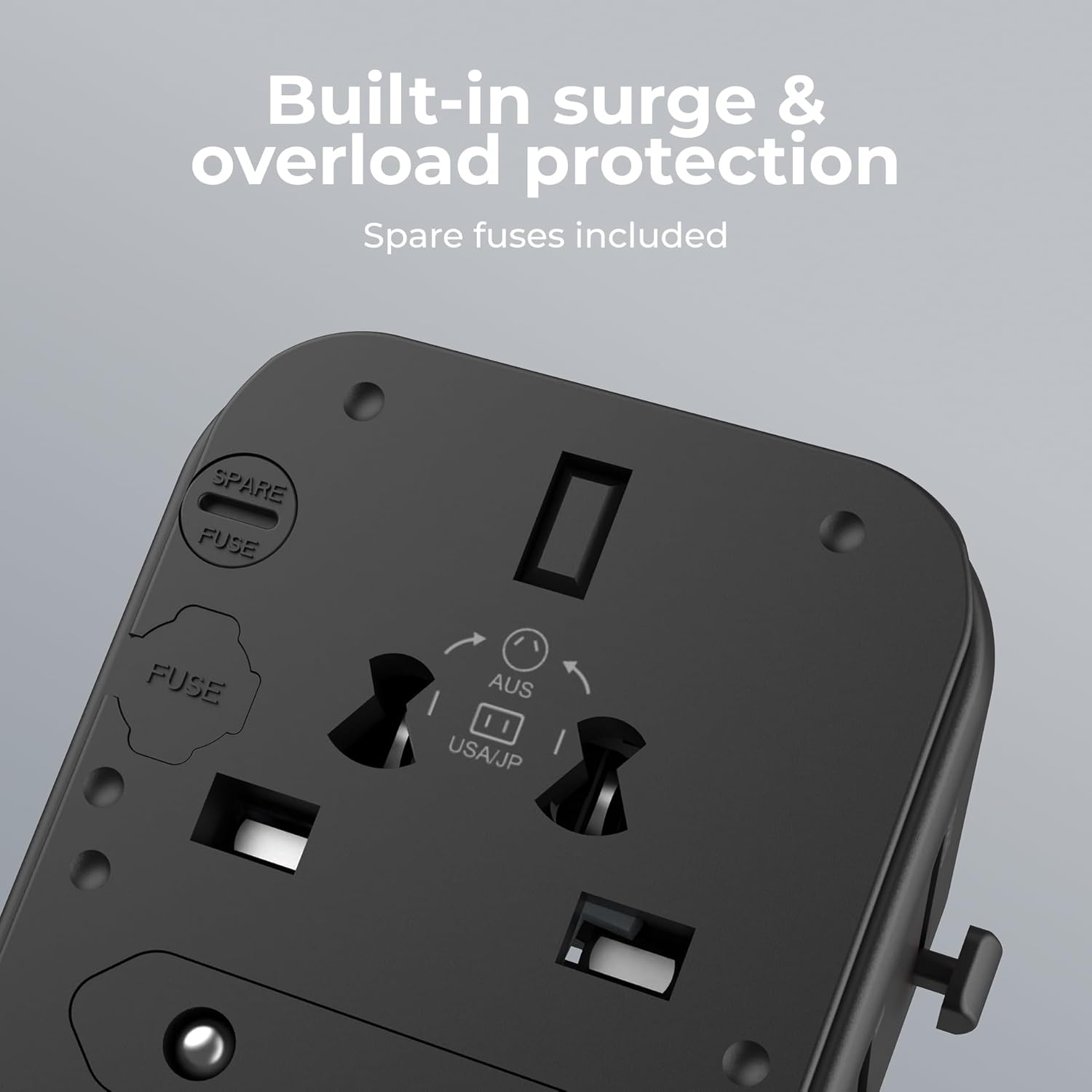 iTOUCH Universal Travel Adapter – Worldwide All-in-One Charger with USB-C & 3 USB-A Ports, Covers 150+ Countries (US/EU/UK/AU), Surge Protection, Safety Shutters, Compact Travel Charger - Image 5