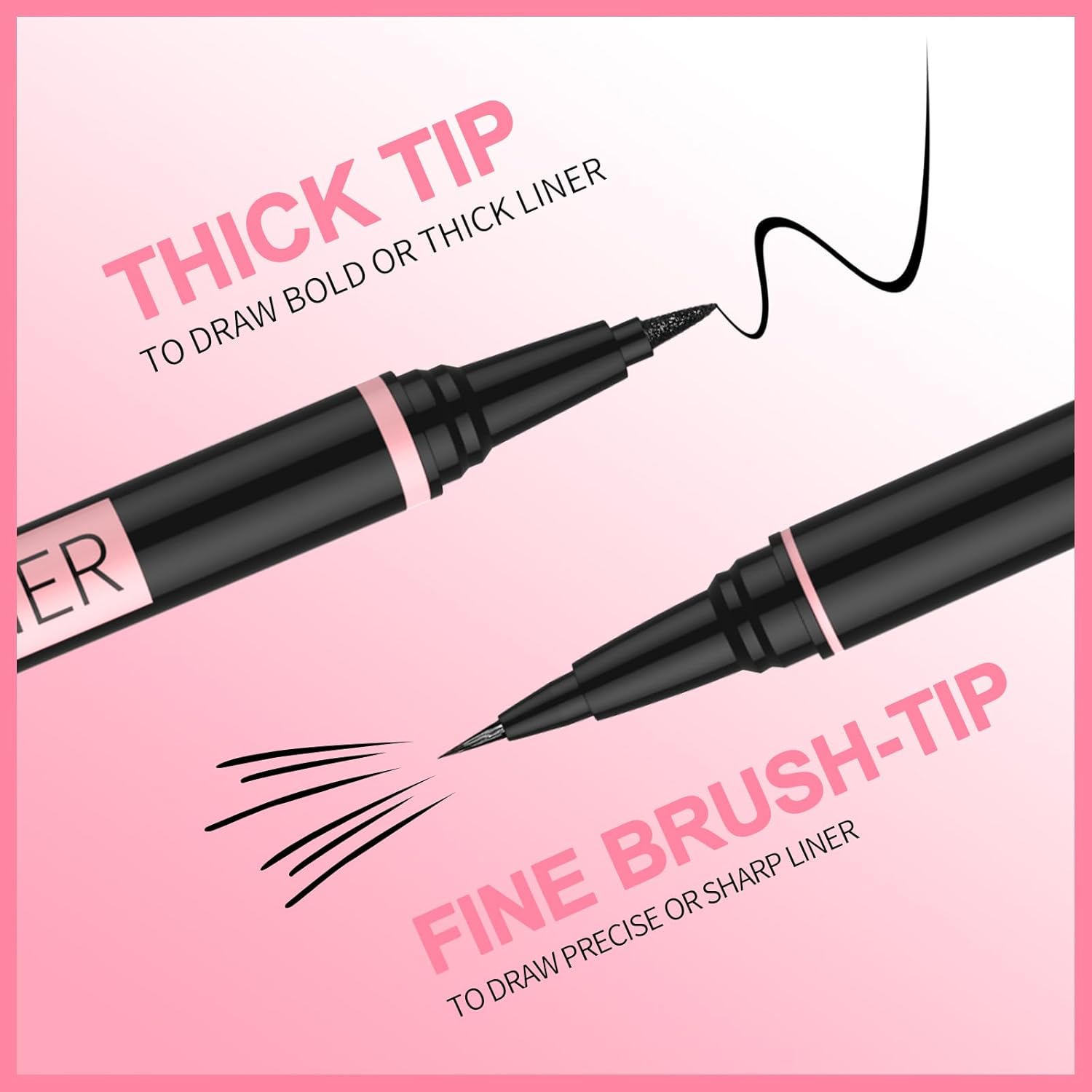 iMethod Liquid Eyeliner - Waterproof Eyeliner 2-in-1 Dual-Ended Eye Liner with Precise Brush-Tip and Thick Tip, Black Liquid Liner Pen, Matte Finish, Long Lasting, Smudge-proof, Transfer-proof, Black - Image 3