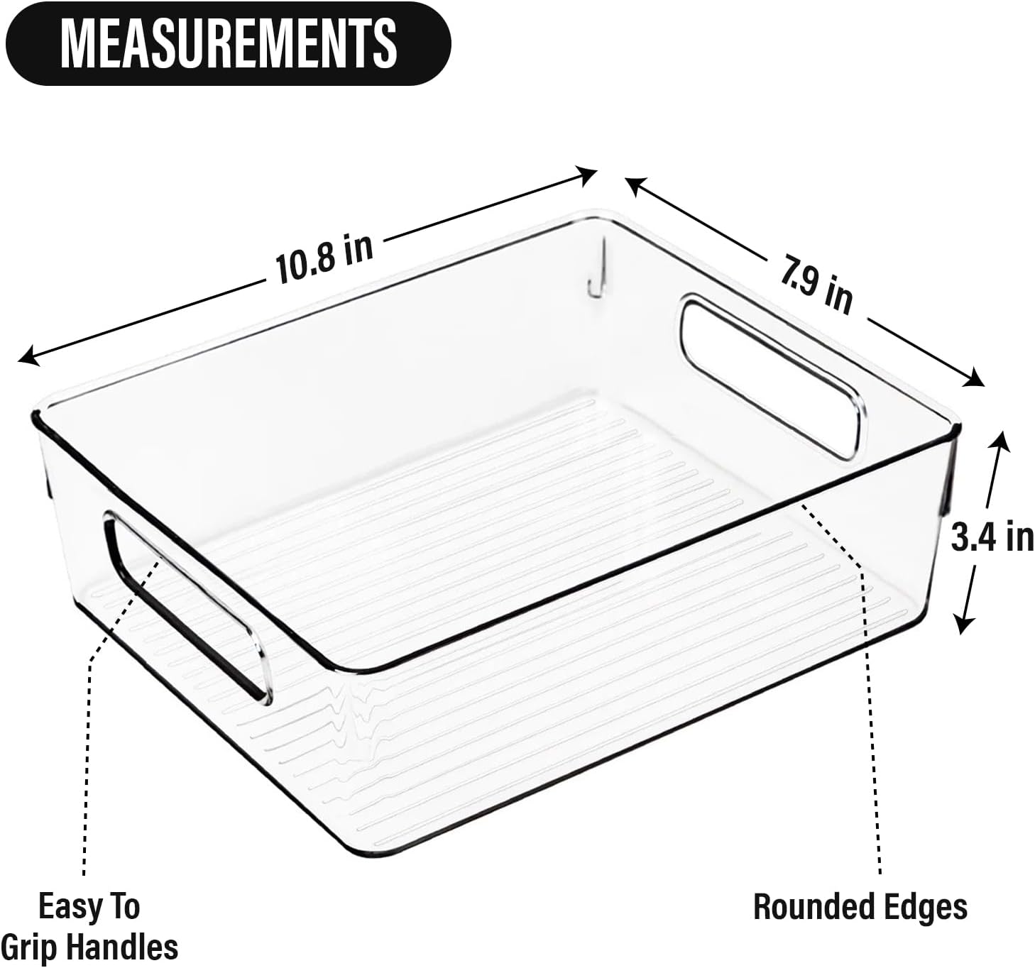 Clear Plastic Storage Bins, Pantry Organizers and Storage, Kitchen Organization and Storage Containers Bins for Organizing, Fridge, Freezer, Bathroom, Pantries, Medicine Cabinet Organizer Bin - Image 3