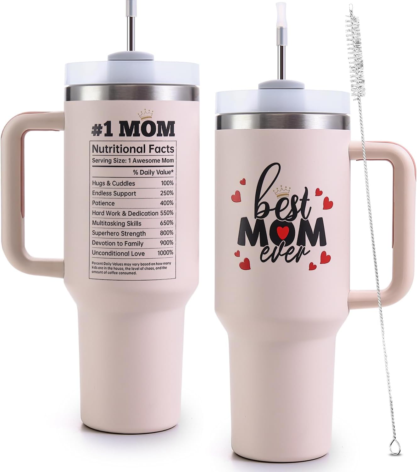 Mothers Day Gifts for Mom, Best Mom Ever Tumbler with Handle 40oz - Moms Birthday Gift Ideas from Daughter, Son, Mama Coffee Tumbler - Christmas Gift Best Mom Ever Mug - Image 8