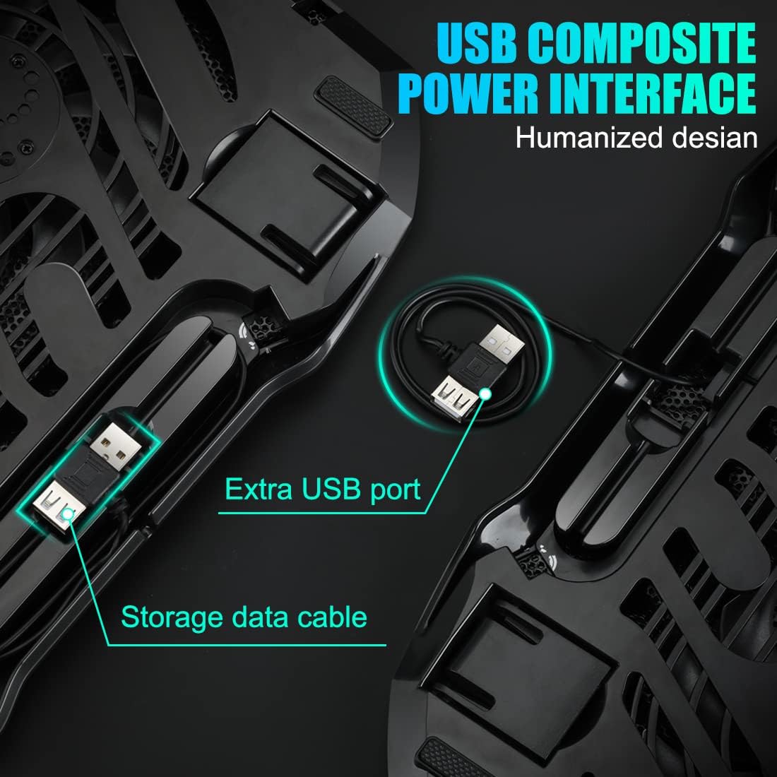 LIANGSTAR Laptop Cooling Pad, Gaming Laptop Cooler with 2 Quiet Big Fans, RGB 7 Color Light Change, Portable USB Laptop Stand 11 to 15.6 Inch, Slim and Easy Carry Working Study Outdoor Travel - Image 4
