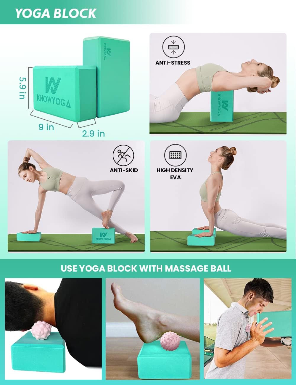 Yoga Starter Kit 12 in 1 - Yoga Set Include Yoga Mat, Foam Roller, 4 Resistance Bands, Yoga Blocks 2 Pack with Strap, 2 Peanut Massage Balls, Yoga kit and Sets for Beginners - Image 4