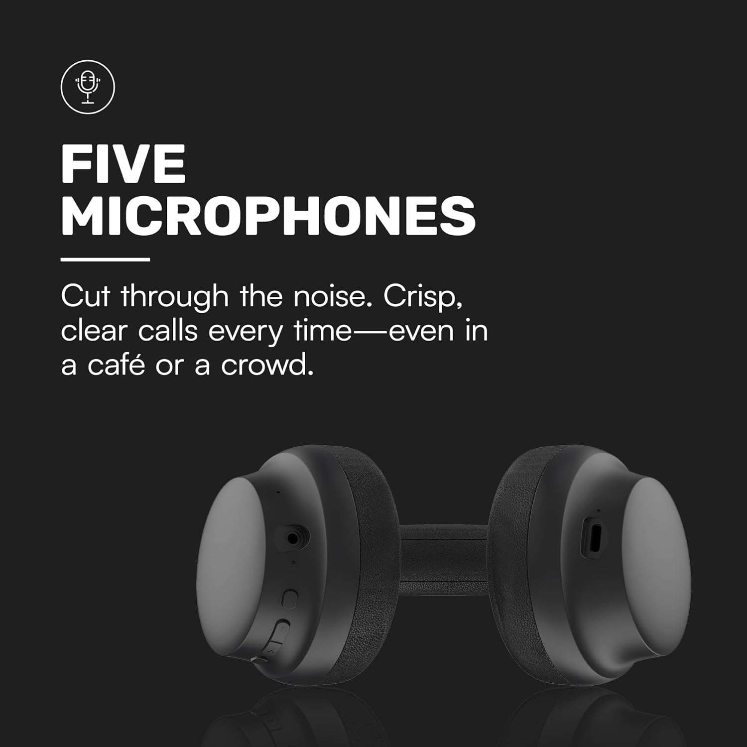 Raycon Essential Bluetooth Headphones - Over The Ear, Active Noise Cancelling Wireless Headphones + Awareness Mode, Bluetooth Headset with Mic, 50 Hours of Battery Life (Black) - Image 6