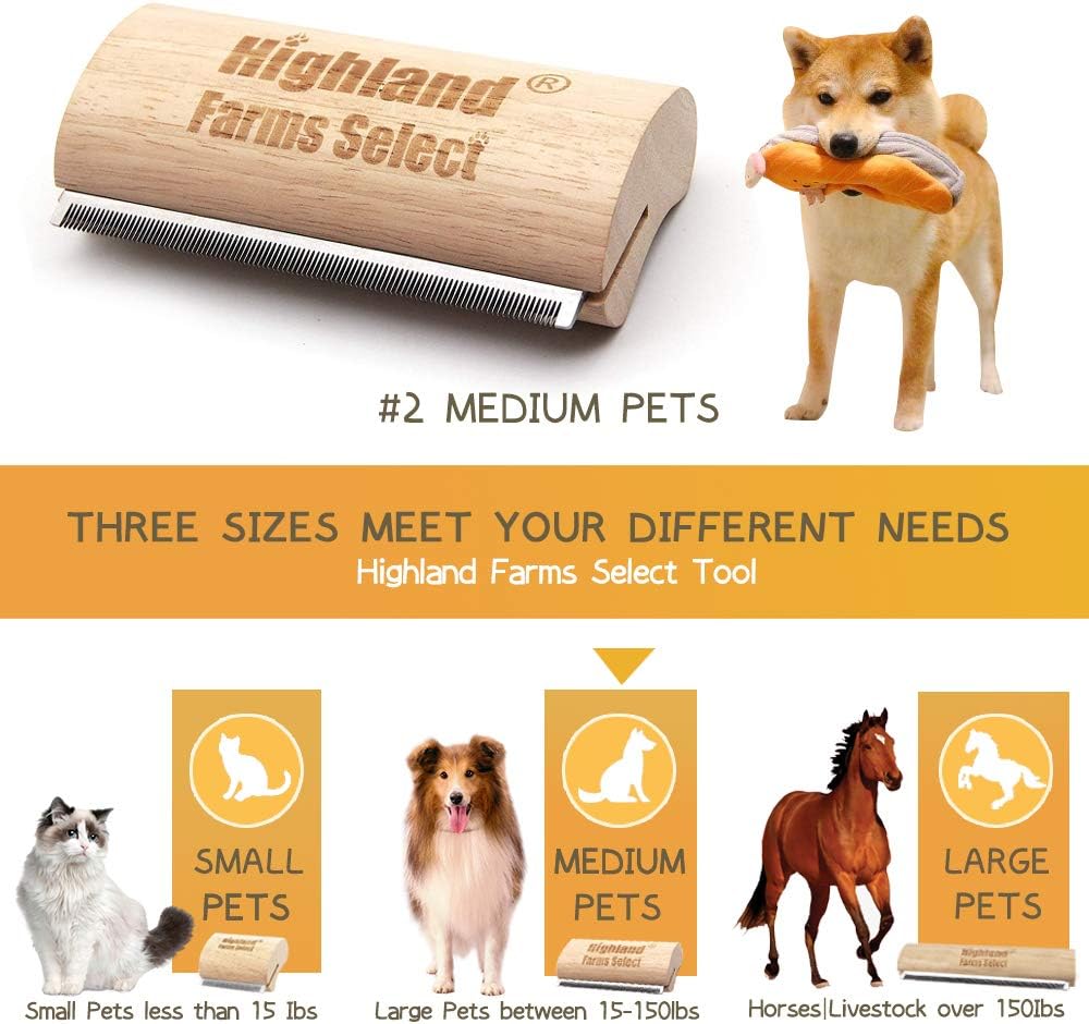 Deshedding Grooming Tool for Dogs, Cats & Horses, Ergonomic Design Wood Groom Brush, Professional Pet Groomer, Painlessly Remove for Short & Long Hair, Fur & Dirt - 5 Inches - Image 2