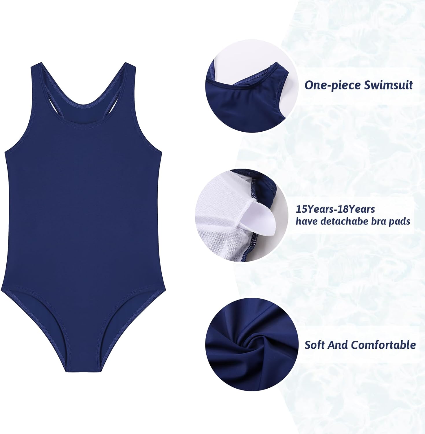 Girls One Piece Swimsuit Quick Dry Swimwear Beach Bathing Suit for 5-18 Years - Image 3