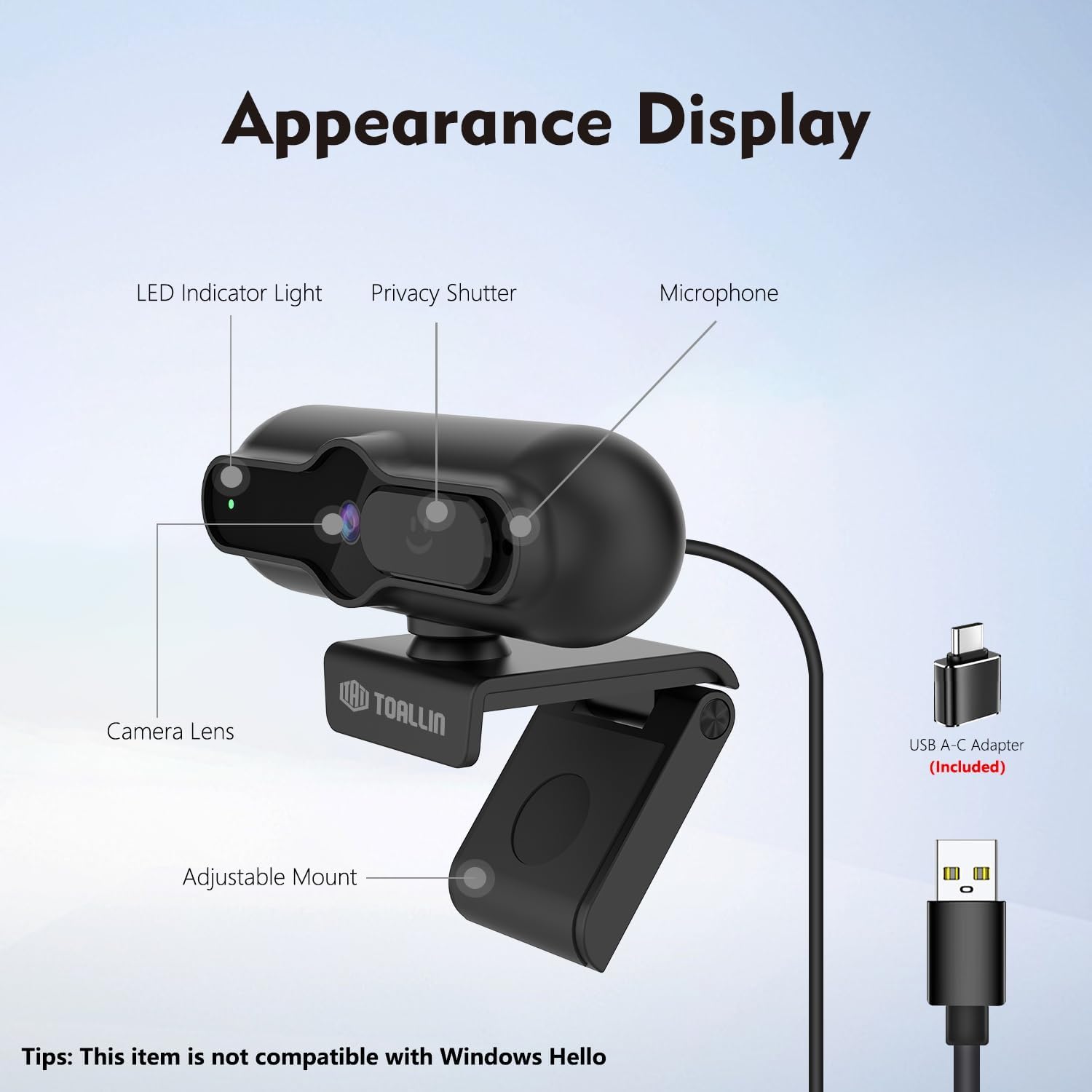 TOALLIN 4K Webcam for PC, Built-in Mic, 1080P@60FPS, PDAF Autofocus, 1/2.5" Sensor & 12MP, Sliding Privacy Cover, USB Web Camera for Streaming, Gaming, Conferencing and Video Calls - Image 7