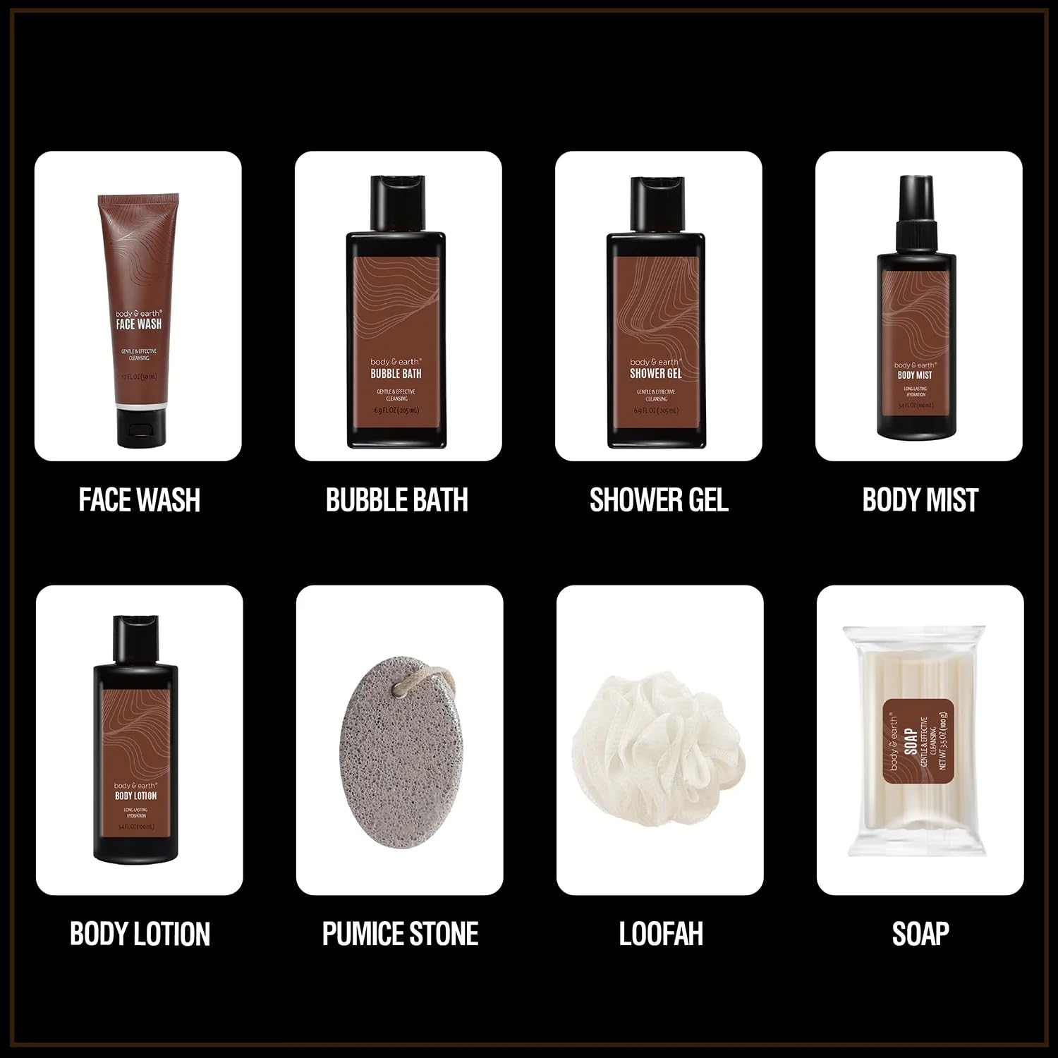 Gift Baskets for Men 8pcs Mens Body Wash Sets with Sandalwood Scent Gift Sets for Christmas Gifts for Men,Father Day Gifts - Image 3