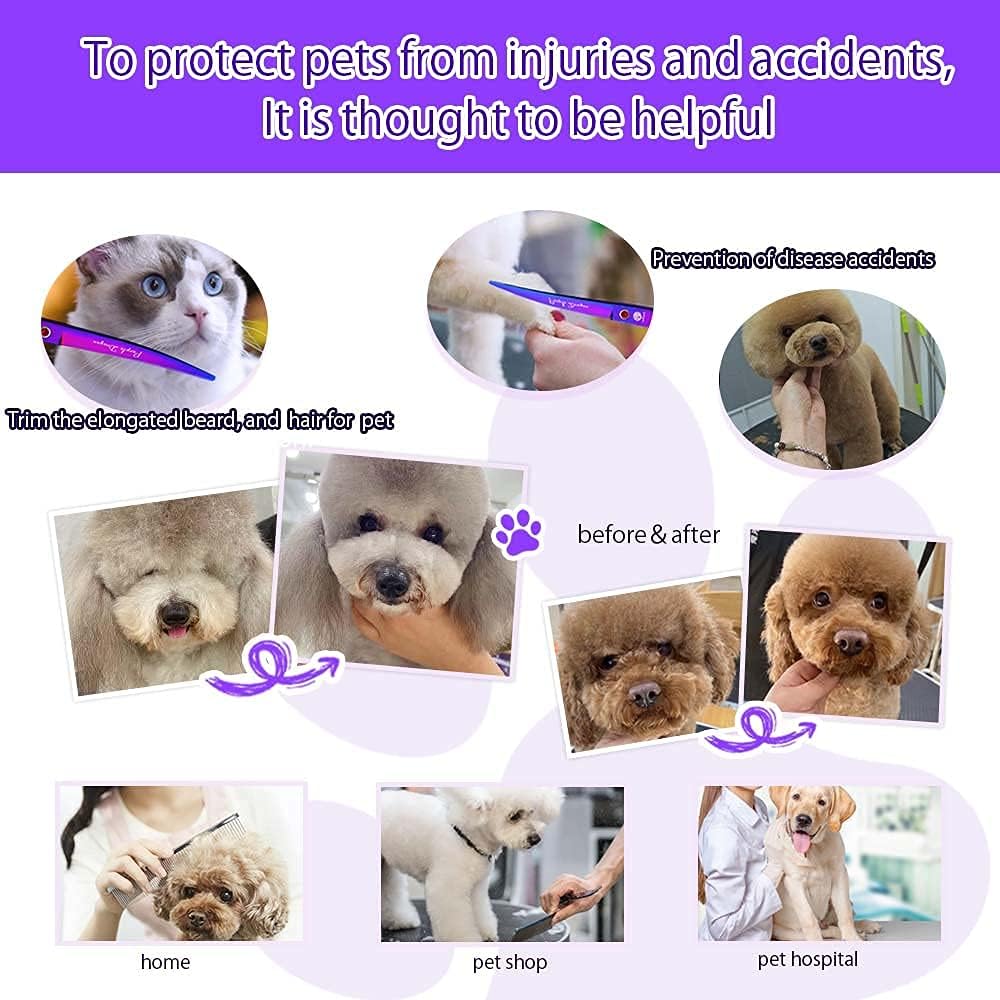 Purple Dragon Professional 7.0 inch 4PCS Pet Grooming Scissors Kit Japan Premium Steel Straight & Curved & Thinning Blade Dog Hair Cutting Shears Set with Case - Image 6