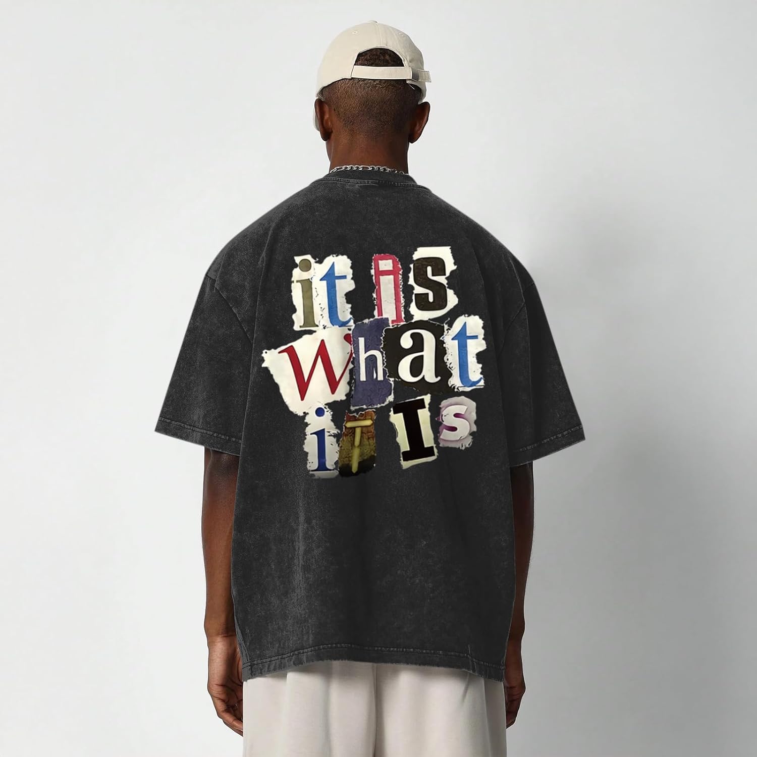 Men's Graphic Tees Funny Letter Print Vintage Oversize T Shirts Acid Wash Shirt Streetwear Rapper Casual Tee Top - Image 4