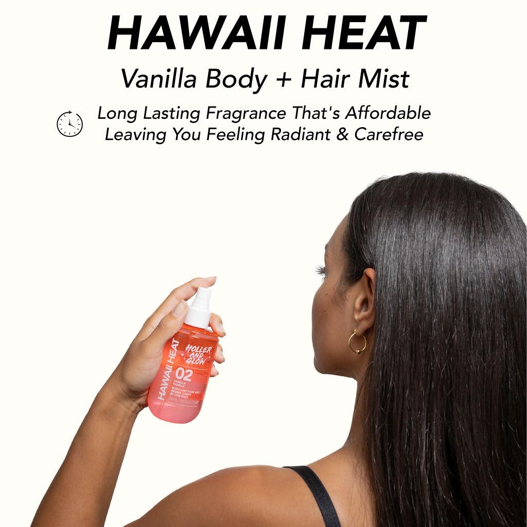 Holler And Glow Hawaii Heat Body & Hair Mist, Warm Vanilla, Peony & Amber Scent, Long-Lasting Daily Fragrance, Lightweight, Vegan, Cruelty-Free, Alcohol-Free, Hydrating Hair Perfume, 8.11 Fl Oz - Image 2