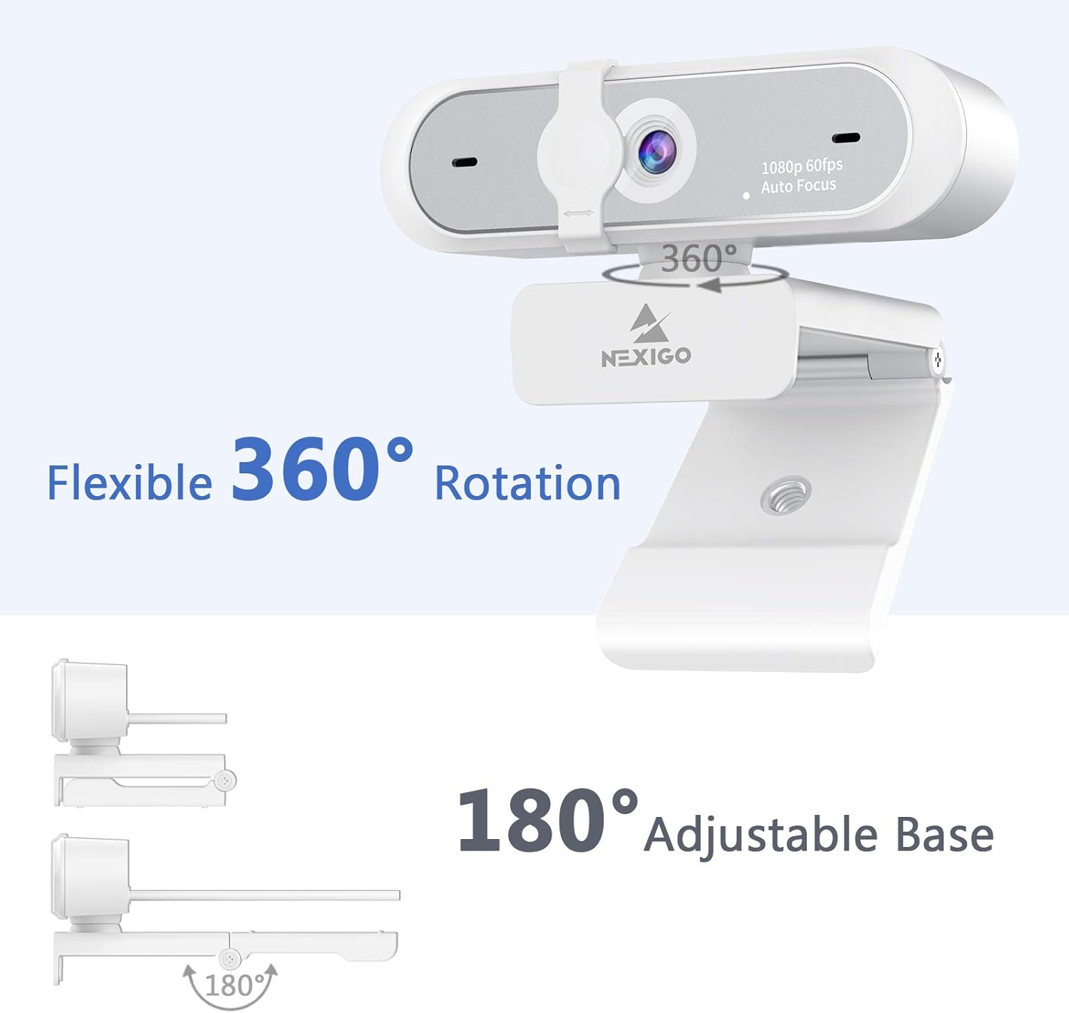 NexiGo N660P 1080P 60FPS Webcam with Software Control, Dual Microphone & Cover, Autofocus, HD USB Computer Web Camera, for OBS/Zoom/Skype/FaceTime/Teams/Twitch, White - Image 6