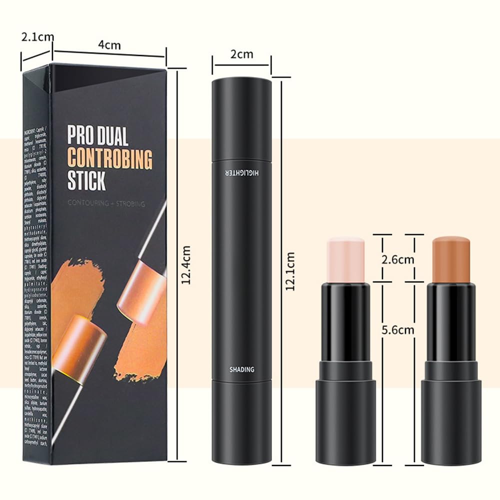 4 Colors Cream Contour Sticks Makeup Kit, Primer Face Highlighter Contouring for Beginners, Highlight and Contour Kit, Cream Concealer Makeup Blur Stick, Primer Face Corrector 1#,3# - Image 6