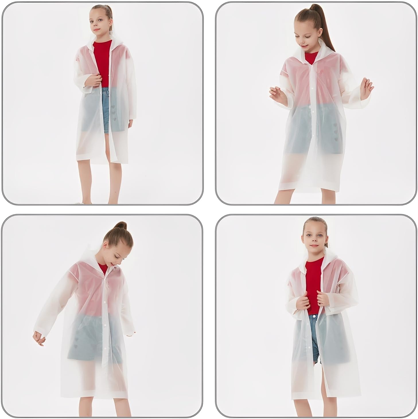 Rain Ponchos Raincoats for Kids, Reusable Boys Girls Rain Jackets Emergency with Hood for Family Disney Travel Outdoor - Image 4
