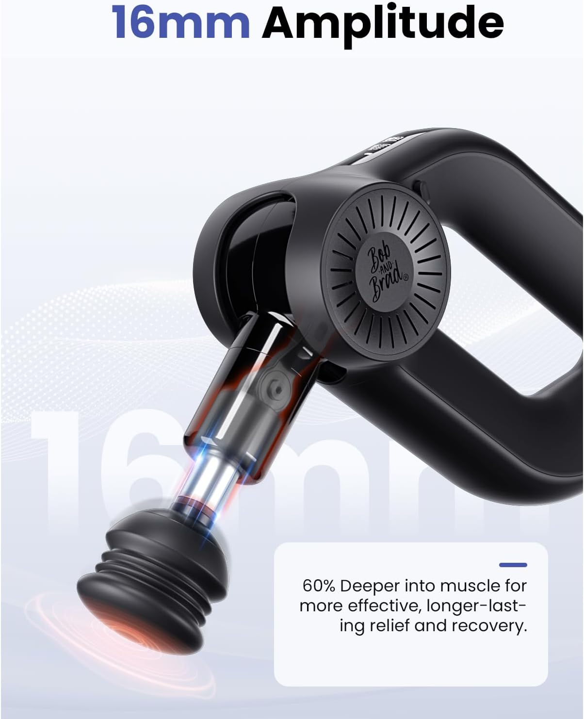 BOB AND BRAD D6 Pro Plus Massage Gun with Heat, Deep Tissue Percussion with 16mm Amplitude, Professional Muscle Massager Gun for Athletes, Quiet Electric Handheld Massager - Image 3