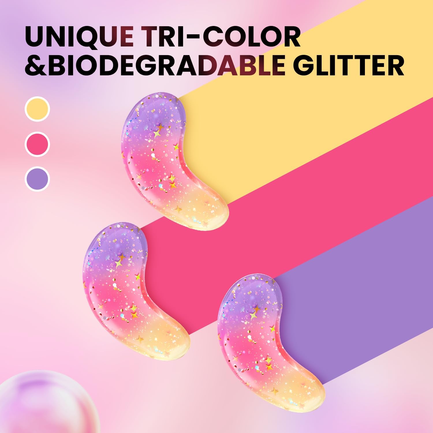 AILEORY Under Eye Patches (24 Pairs) - Tri-color Glitter Eye Gel Pads for Dark Circles, Puffy Eyes, Under eye Bags, Wrinkles | Natural Collagen Under Eye Mask Patches, Gel Under Eye Patches - Image 8