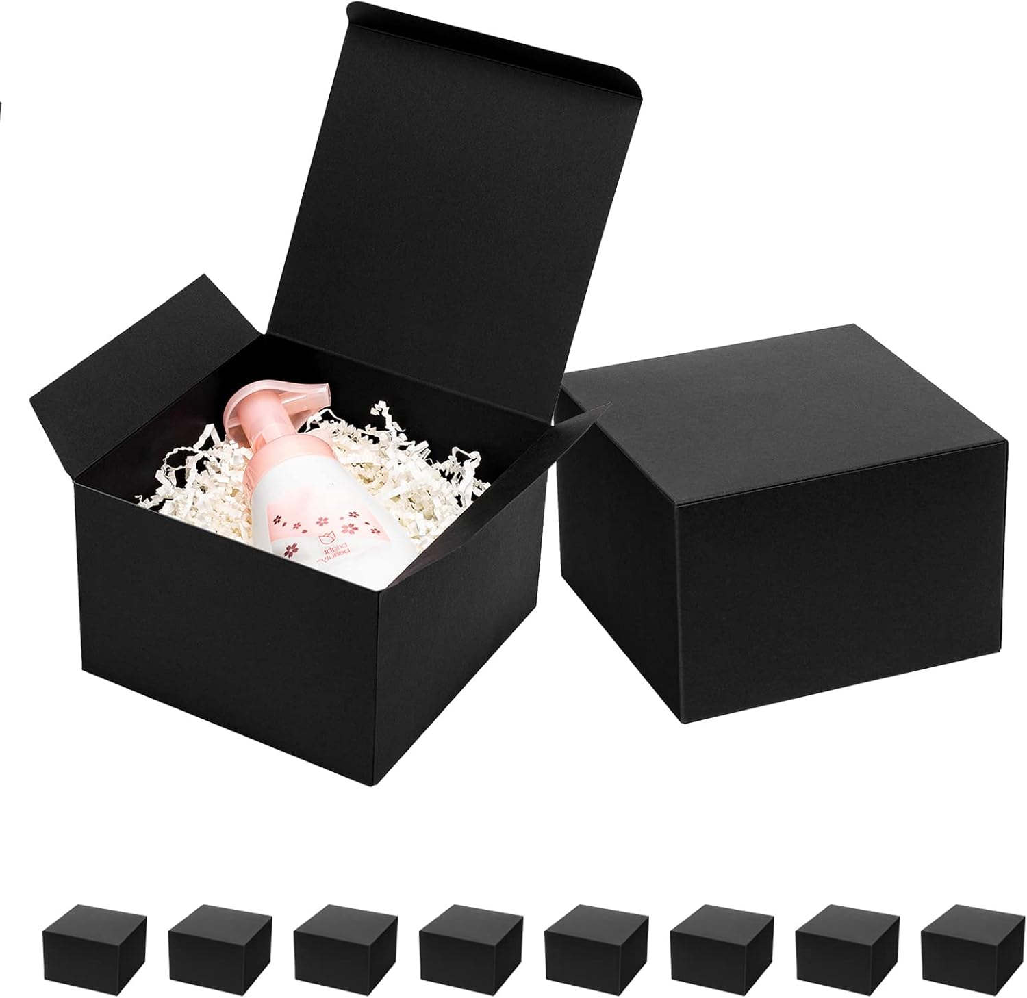 Mcfleet Black Gift Boxes with Lids 6x6x4 Inches 10 Pack Groomsmen Proposal Cardboard Craft Small Gift Box for Christmas, Wedding, Graduation, Holiday, Birthday Presents Packaging