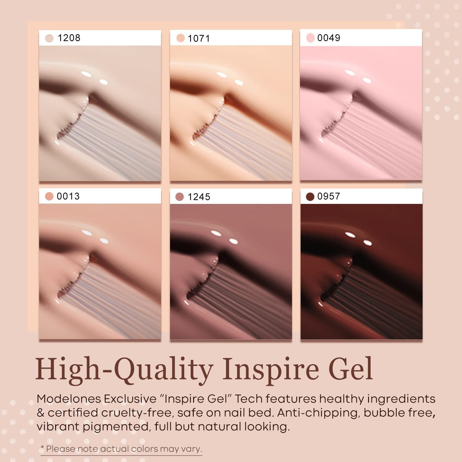 modelones Gel Nail Polish Kit -6 Colors Nude Pink Milky White Spring Gel Polish Set Skin Tones Neutral Brown Soak Off Gel Nail Kit Manicure DIY Nail Art Salon Home Gift - Image 2