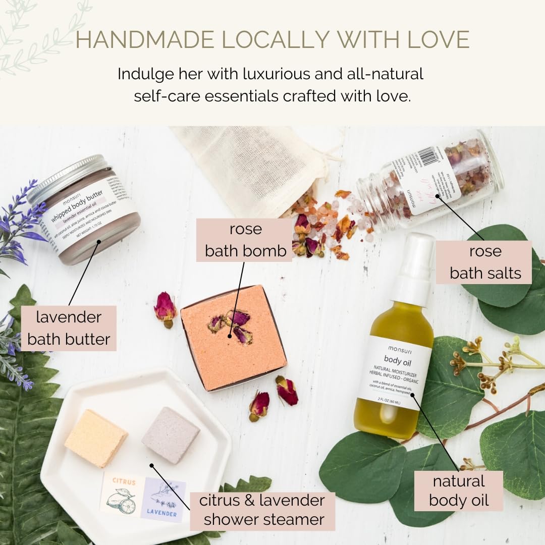 Self Care Gift Basket for Mom: New Mommy Care Package Pampering Gift Set with Bath Accessories and Natural Skincare Products. Our Spa Day Kit for Women is the ideal Birthday Gift Basket for her. - Image 2