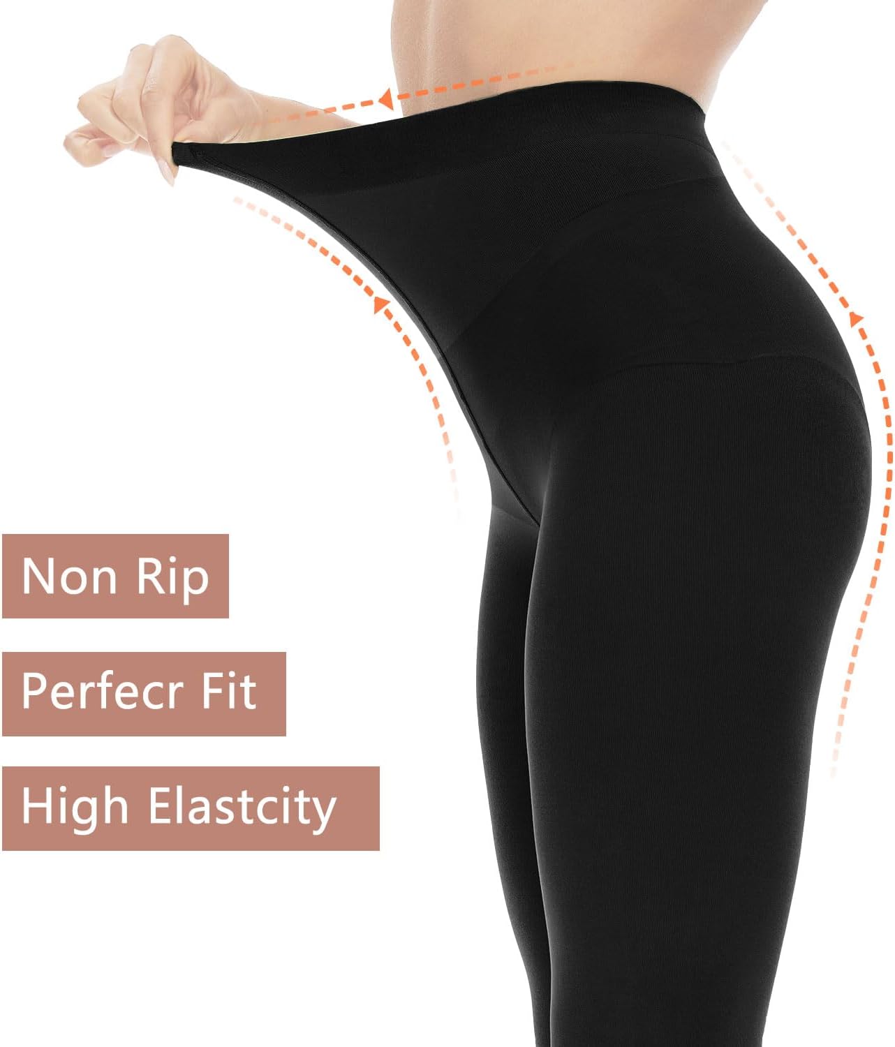 Citystl Opaque Black Tights for Women, 80D Tummy Compression Plus Size Tights, Control Top Microfiber Pantyhose for women - Image 4