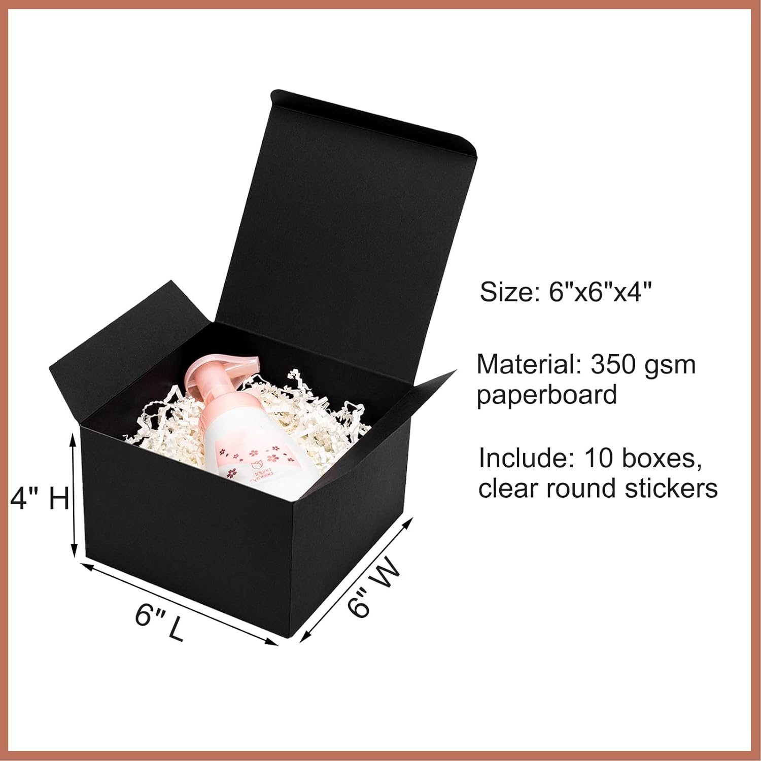 Mcfleet Black Gift Boxes with Lids 6x6x4 Inches 10 Pack Groomsmen Proposal Cardboard Craft Small Gift Box for Christmas, Wedding, Graduation, Holiday, Birthday Presents Packaging - Image 2