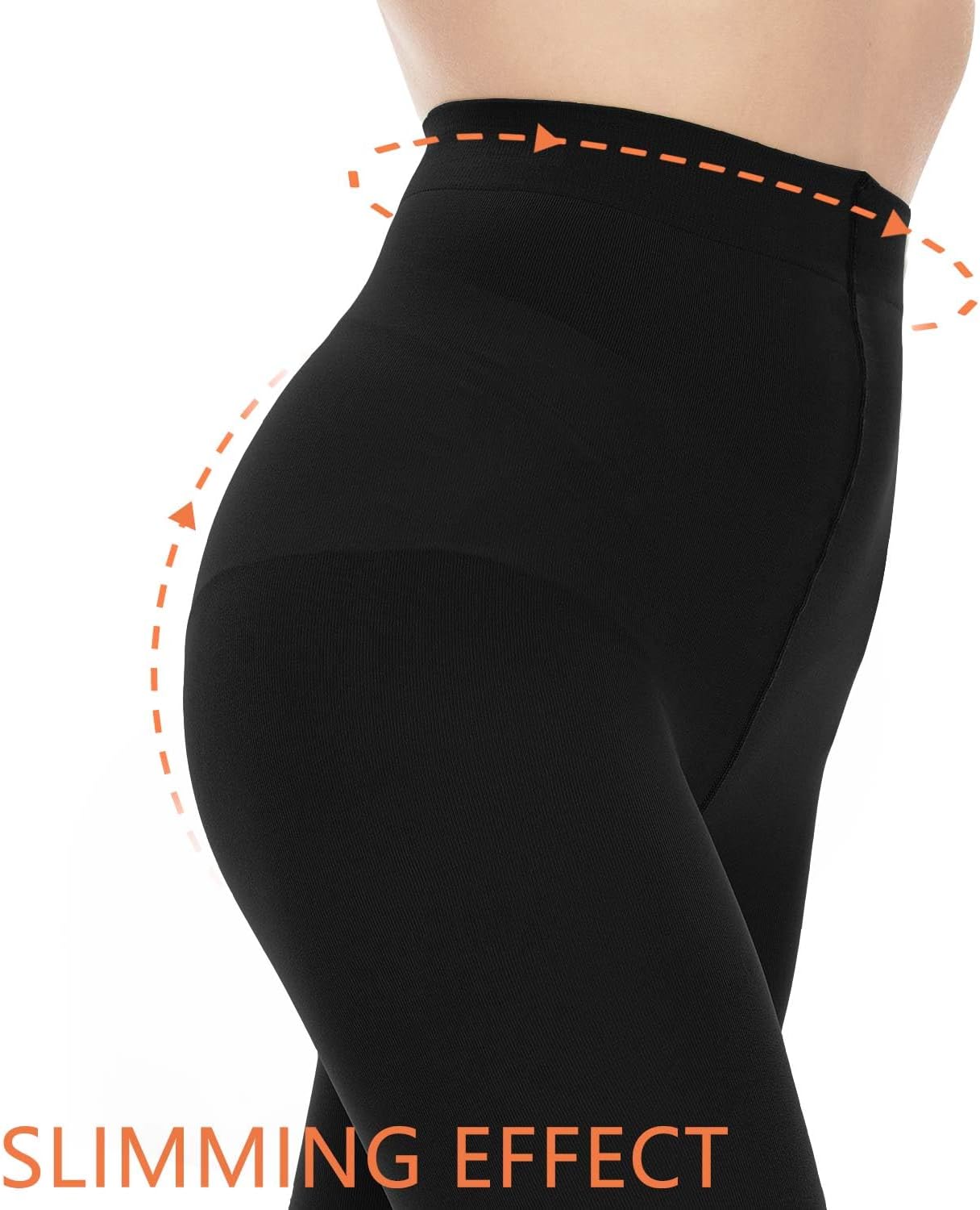 Citystl Opaque Black Tights for Women, 80D Tummy Compression Plus Size Tights, Control Top Microfiber Pantyhose for women - Image 2