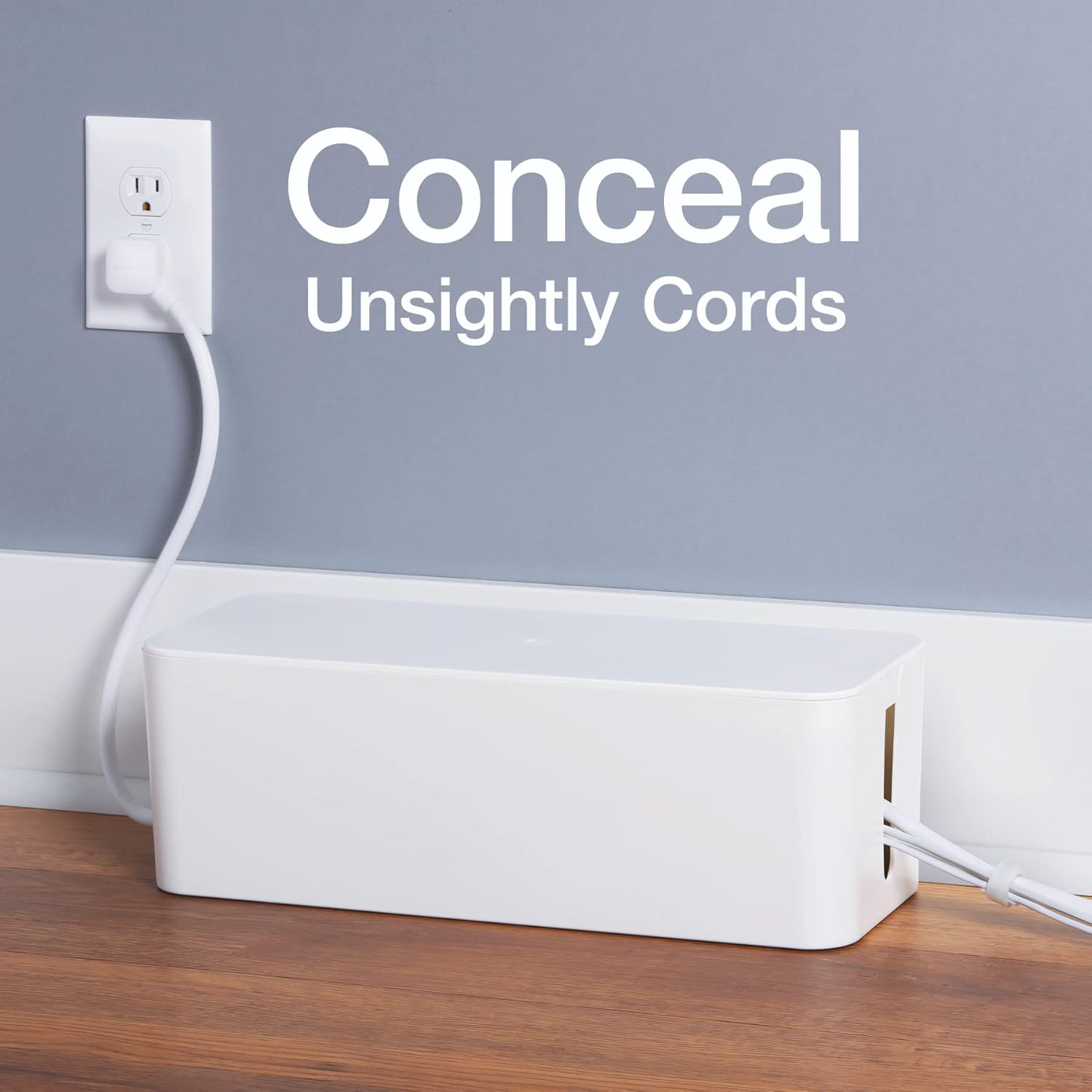 Oxford Cable Management Boxes, 3 Pack, Small, Medium, Large, 15 Cable Ties (Hook & Loop, Silicone,Twist Ties), Power Strip Organizer, White (27800) - Image 3