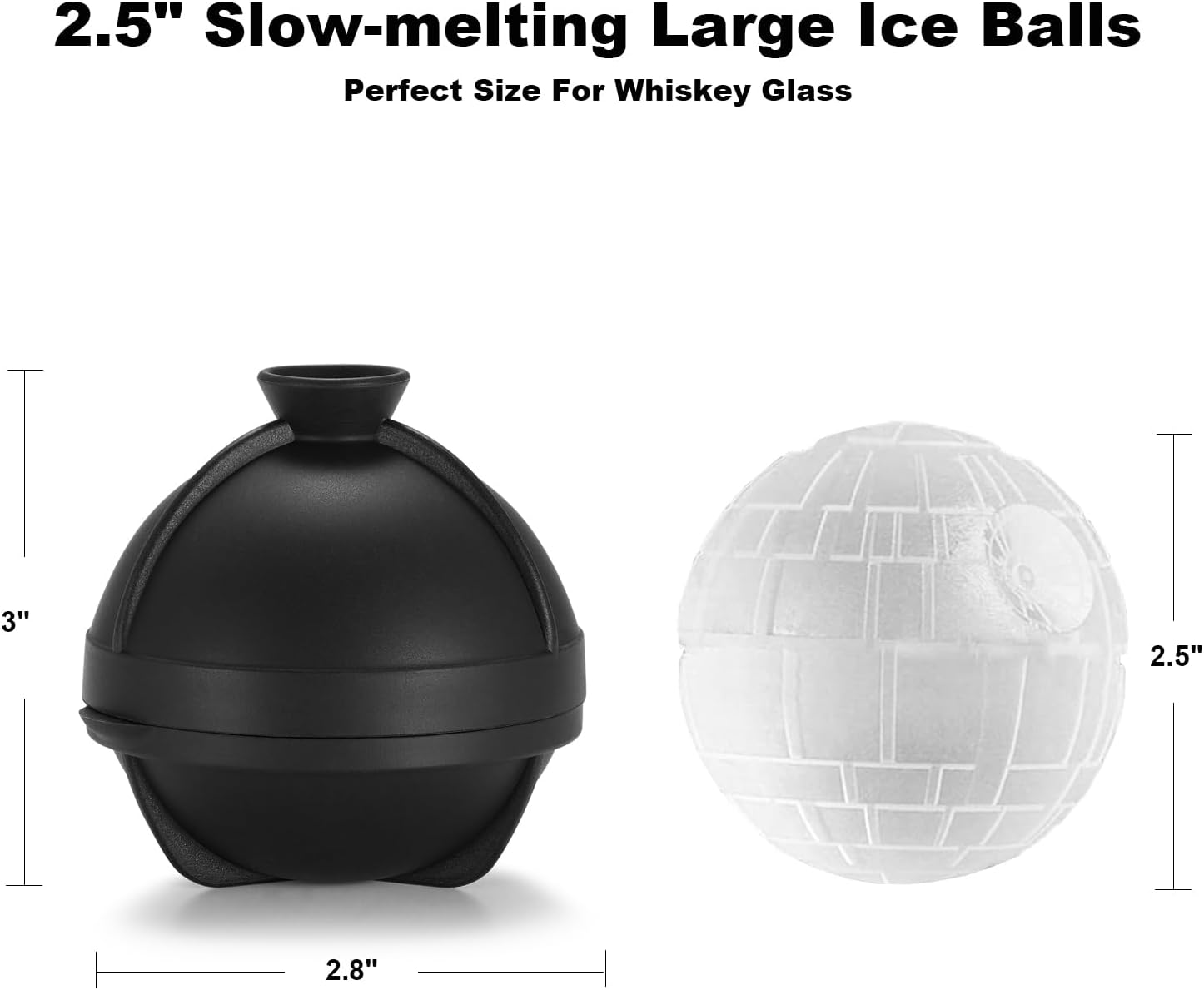 Nax Caki 3D Star Wars Death Ball Ice Cube Mold, Star Wars Gifts Stocking Stuffers Ideas for Adults Men Women, 2.5" Large Silicone Round Ice Cube Tray for Cocktails,Bourbon,Whiskey,Brandy - Image 6