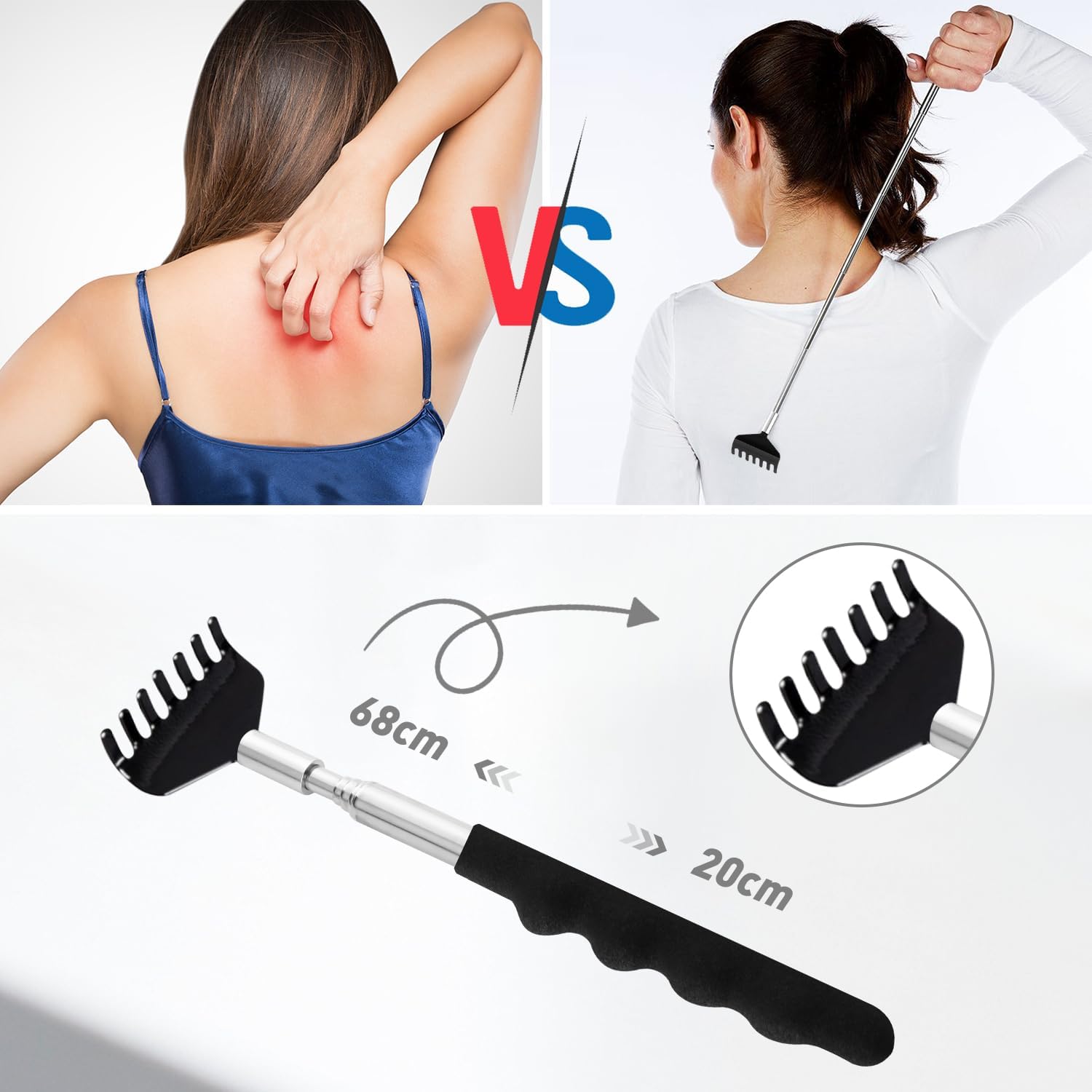 Head Massager Back Scratcher, 20 Fingers Head Scratcher Scalp Massager & Extendable Back Scratcher for Men Women, Christmas Gift Stocking Stuffers for Deep Relaxation, Stress Relief - Image 3