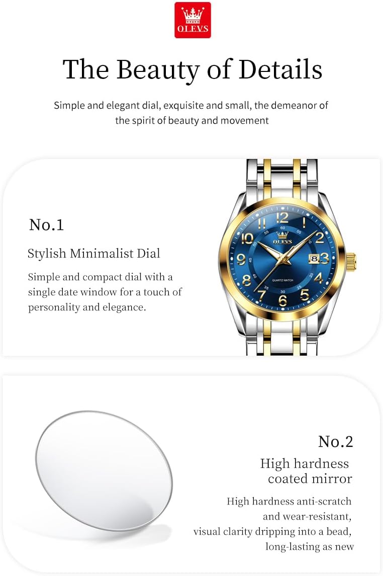 OLEVS Womens Watches Classic Dress Quartz Female Wristwatch Ladies Stainless Steel Waterproof Luminous Date Easy Read Watch for Lady - Image 3