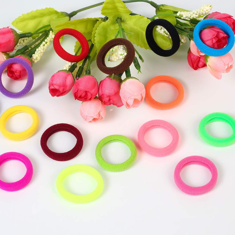 QRTVI 120 Pcs Baby Hair Ties, Cotton Toddler Hair Ties for Girls and Kids, Multicolor Small Seamless Hair Bands Elastic Ponytail Holders(15 Colors) - Image 7