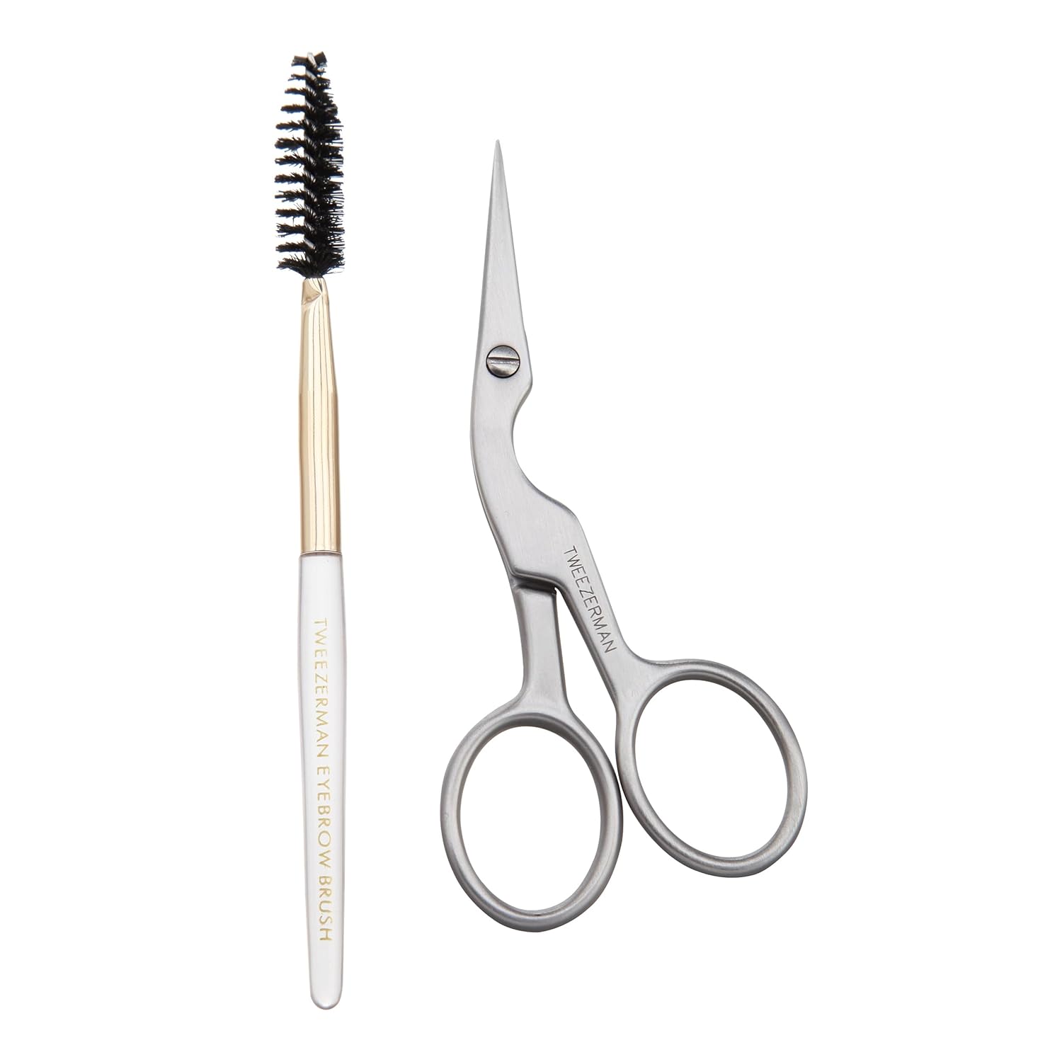 Tweezerman Stainless Steel Eyebrow Shaping Scissors & Brush - Eyebrow Trimming Set for Women and Men