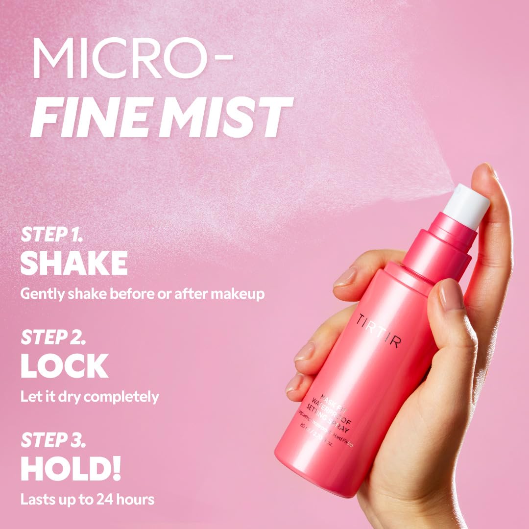 TIRTIR Waterproof Setting Spray – 24 Hour Long Lasting Fix, Sweatproof Water Resistant Makeup Finisher – Ethanol Free, Semi Matte Finish for Oily Skin – Korean Makeup Fixer - Image 6