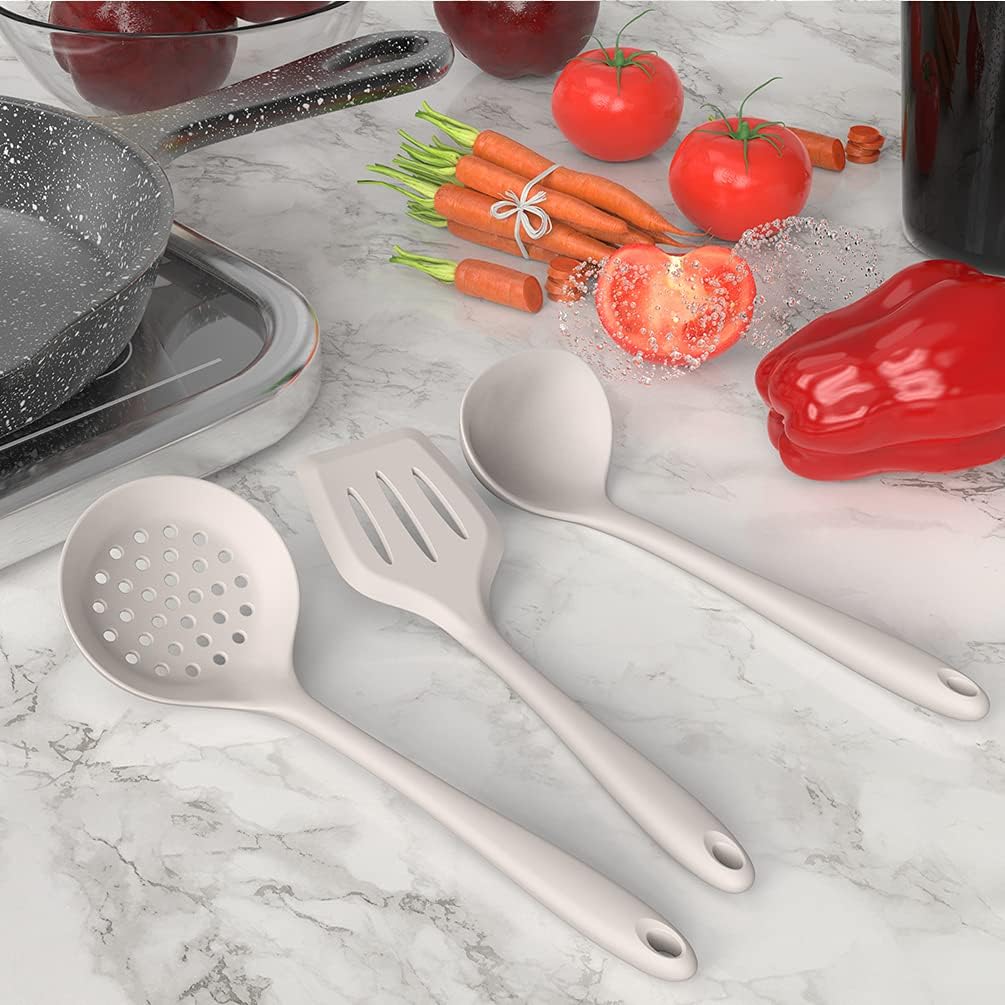 AOTHOD Silicone Cooking Utensils Set - 446°F Heat Resistant Kitchen Utensils,Turner Tongs,Spatula,Spoon,Brush,Whisk,Kitchen Utensil Gadgets Tools Set for Nonstick Cookware,Dishwasher Safe (BPA Free) - Image 5